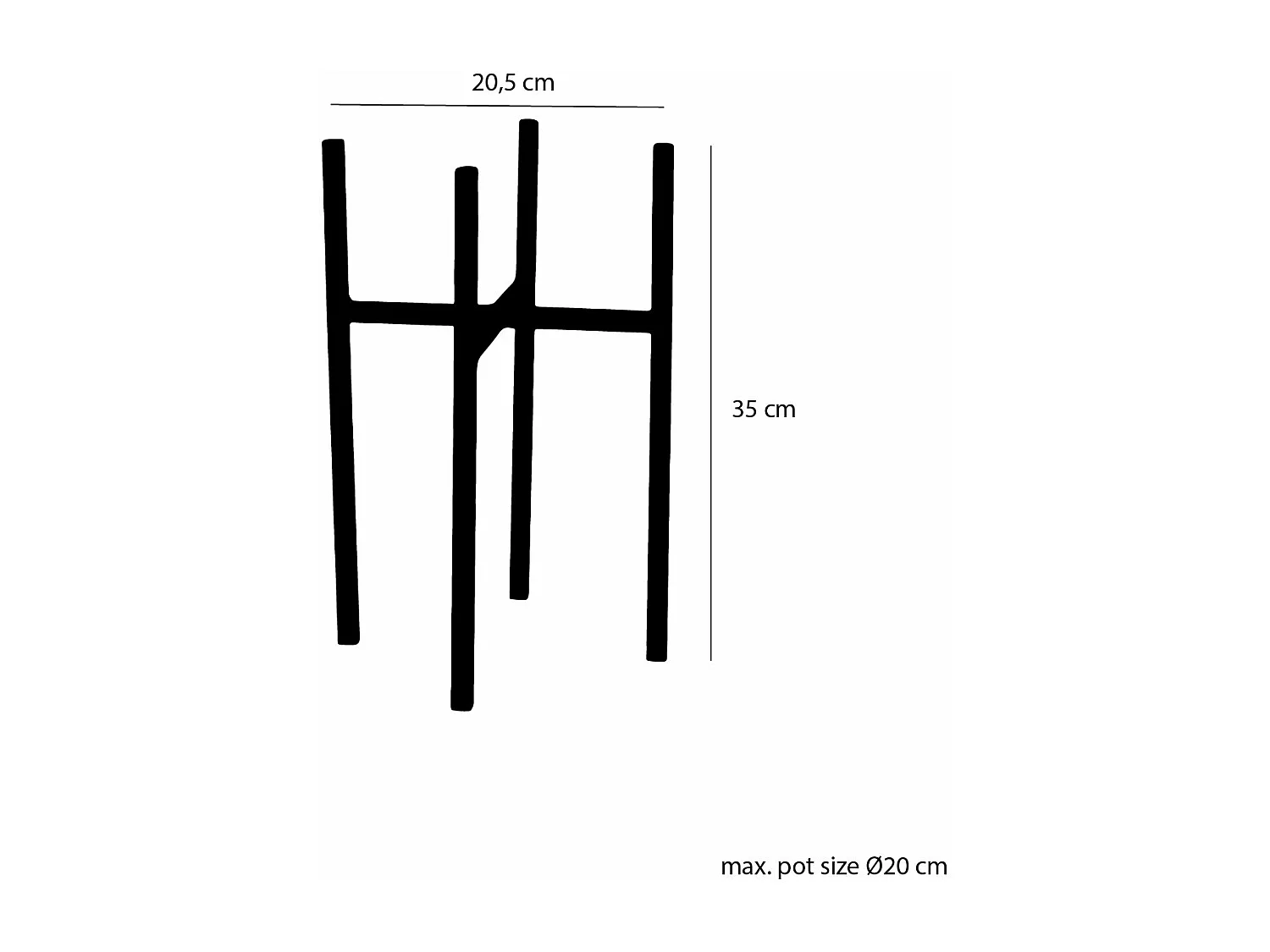 Plantenstandaard van ijzer - 20,5 x 20,5 x 35 - Zwart - ASCOT