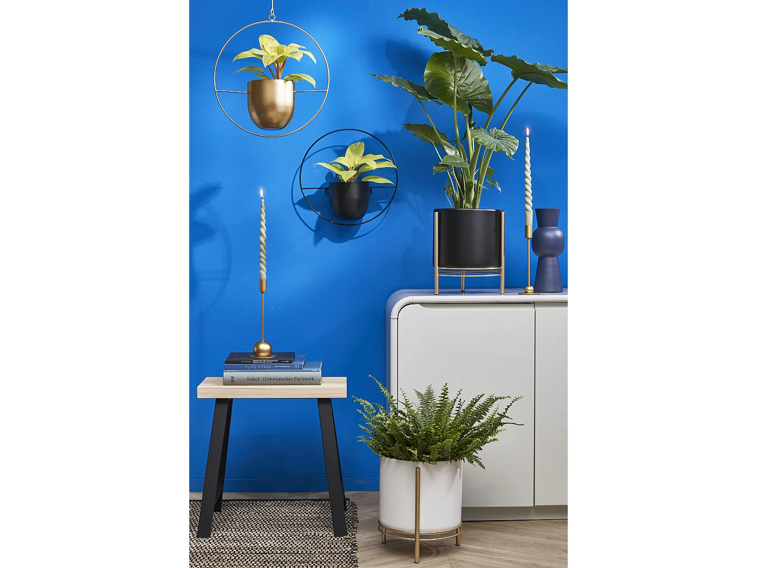 Bloempot binnen wandhanger van ijzer - 34 x 14 x 34 - Zwart - DEXTER