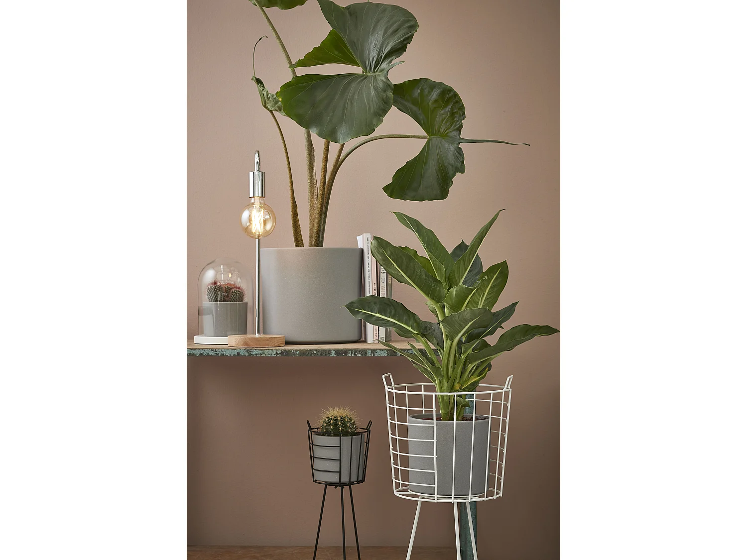 Pot de fleurs d'interieur  en céramique - Ø32,5 x 31 - Gris clair, rugueux - ERA