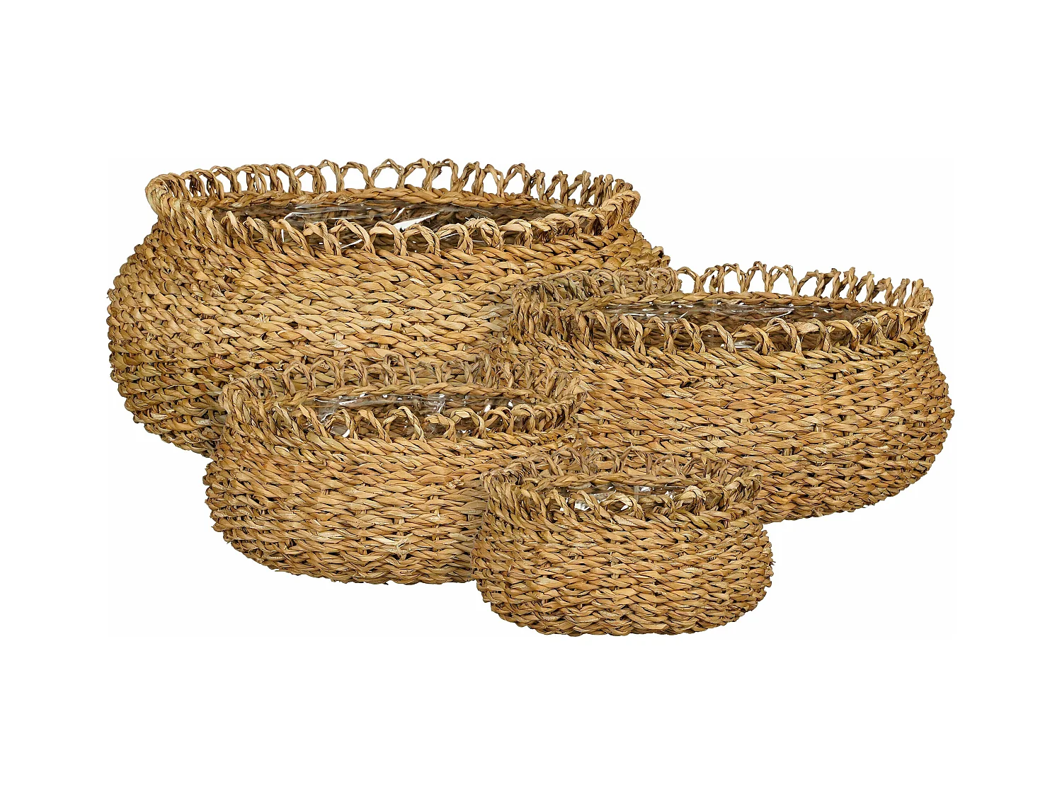 Plantenmand set van zeegras - 17 x Ø31 / 15 x Ø27 / 12 x Ø22 / 10 x Ø18 - Bruin - GOURDON