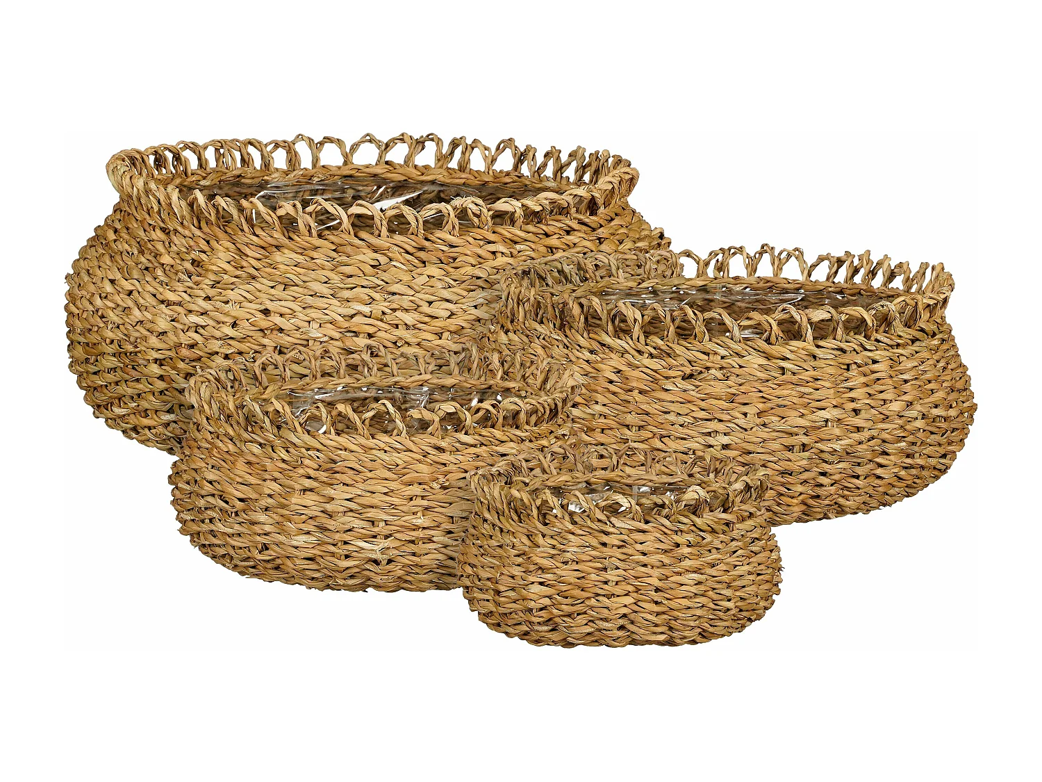 Plantenmand set van zeegras - 17 x Ø31 / 15 x Ø27 / 12 x Ø22 / 10 x Ø18 - Bruin - GOURDON