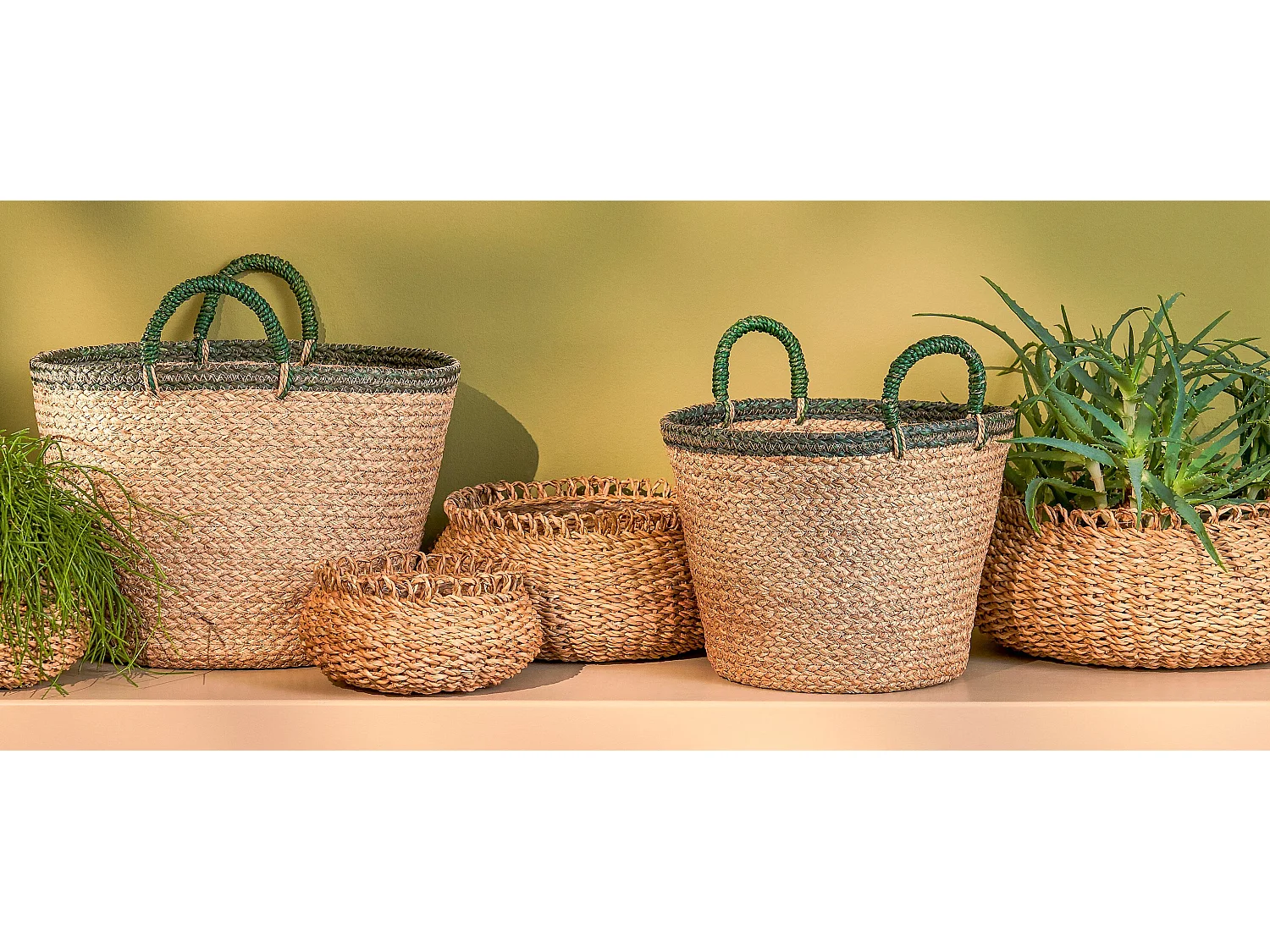 Plantenmand set van zeegras - 17 x Ø31 / 15 x Ø27 / 12 x Ø22 / 10 x Ø18 - Bruin - GOURDON