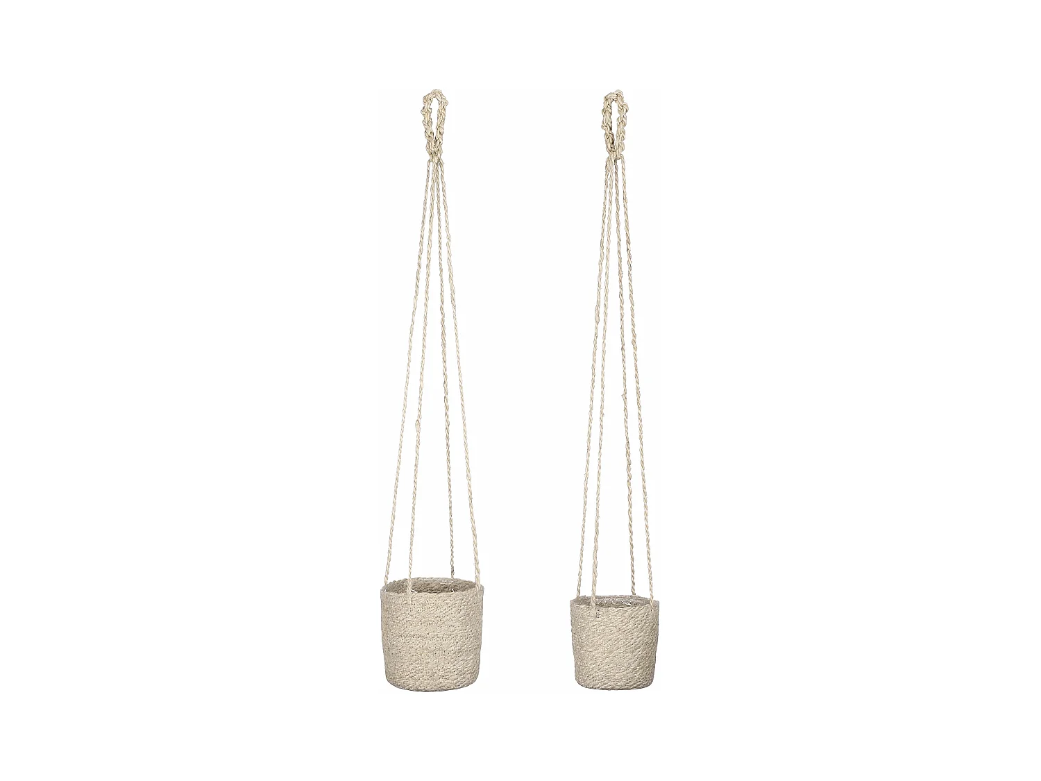 Plantenmand set van jute en plastic - 16 x Ø16 - Crème - ATLANTIC