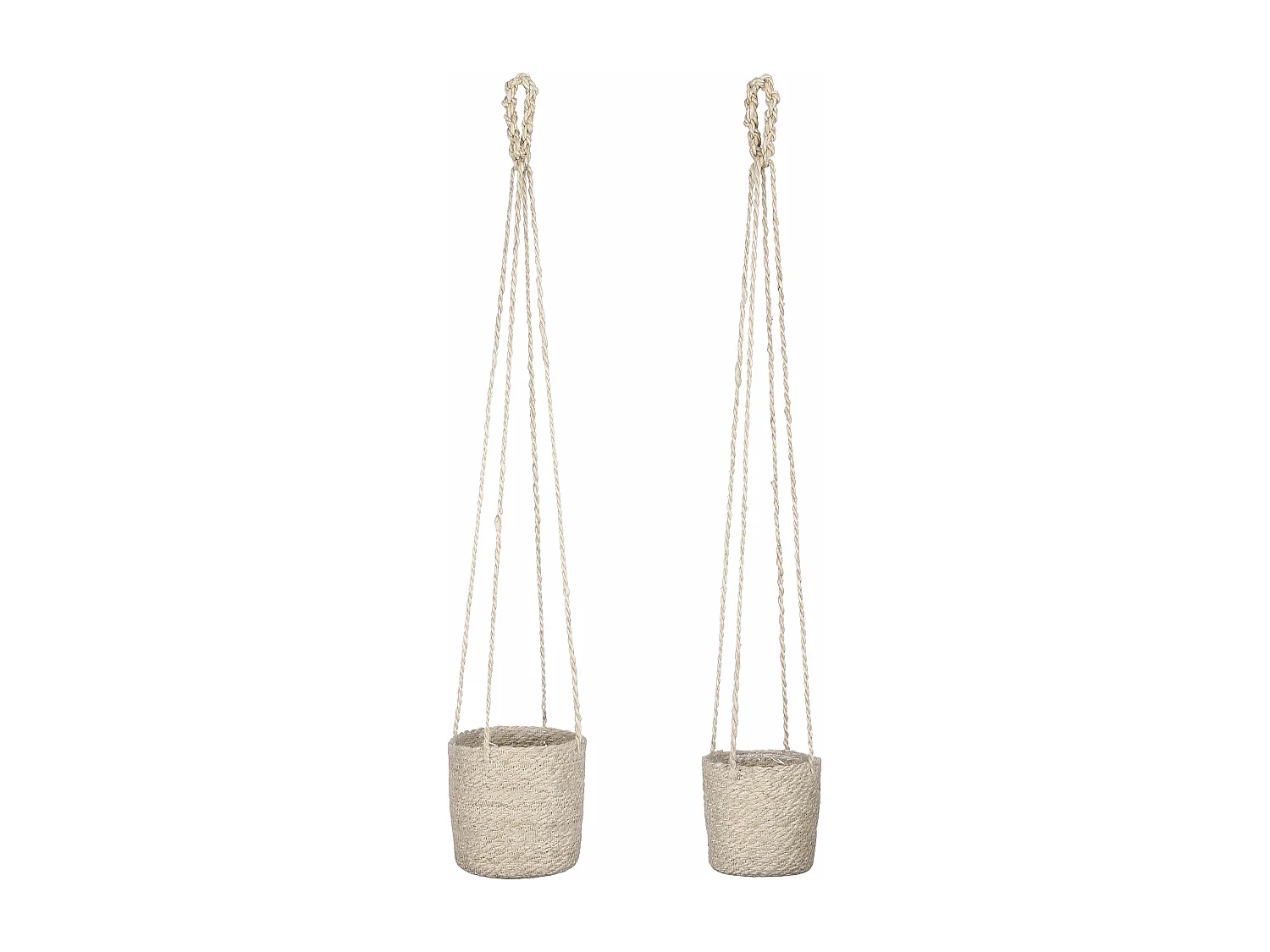Plantenmand set van jute en plastic - 16 x Ø16 - Crème - ATLANTIC