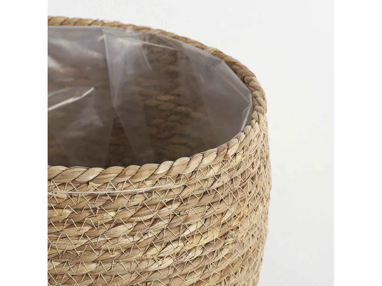 Plantenmand set van zeegras en plastic - Ø26 x 24 - Lichtbruin - JORCK