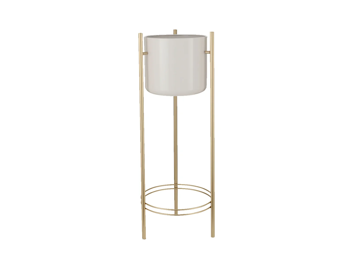 Pot de fleurs d'interieur en métal - ⌀28 x 81 - Blanc, Doré - SVERRE