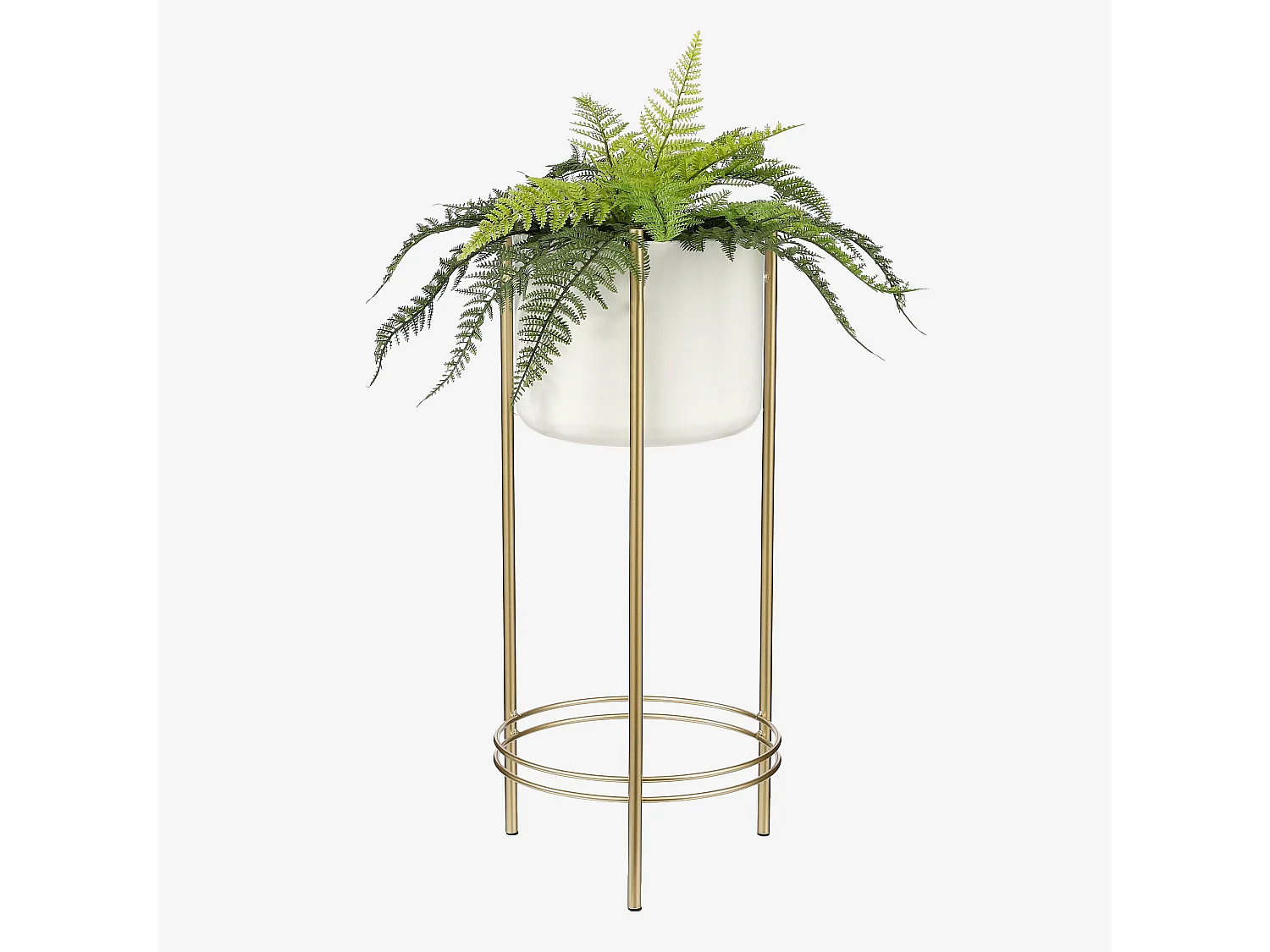 Pot de fleurs d'interieur en métal - ⌀28 x 81 - Blanc, Doré - SVERRE