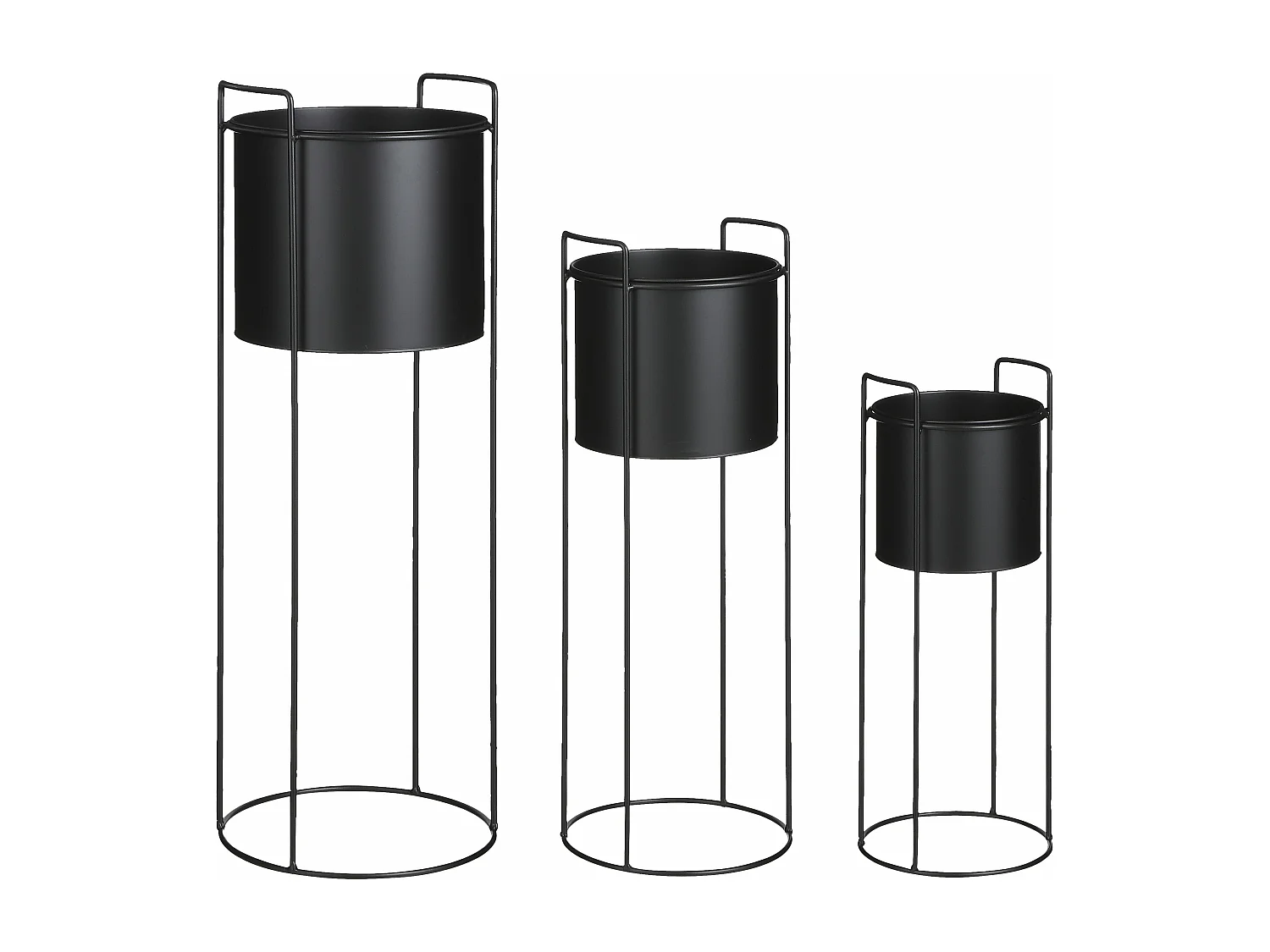 Pot de fleurs d'interieur en fer - 80 x Ø28 / 65 x Ø23 / 50 x Ø19 - Noir - FAVANI