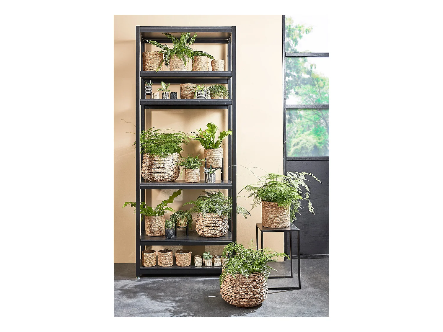 Ensemble de panier a plantes en seagrass et métal et plastique (inlay) - 32 x Ø44 - Marron clair - AVALON