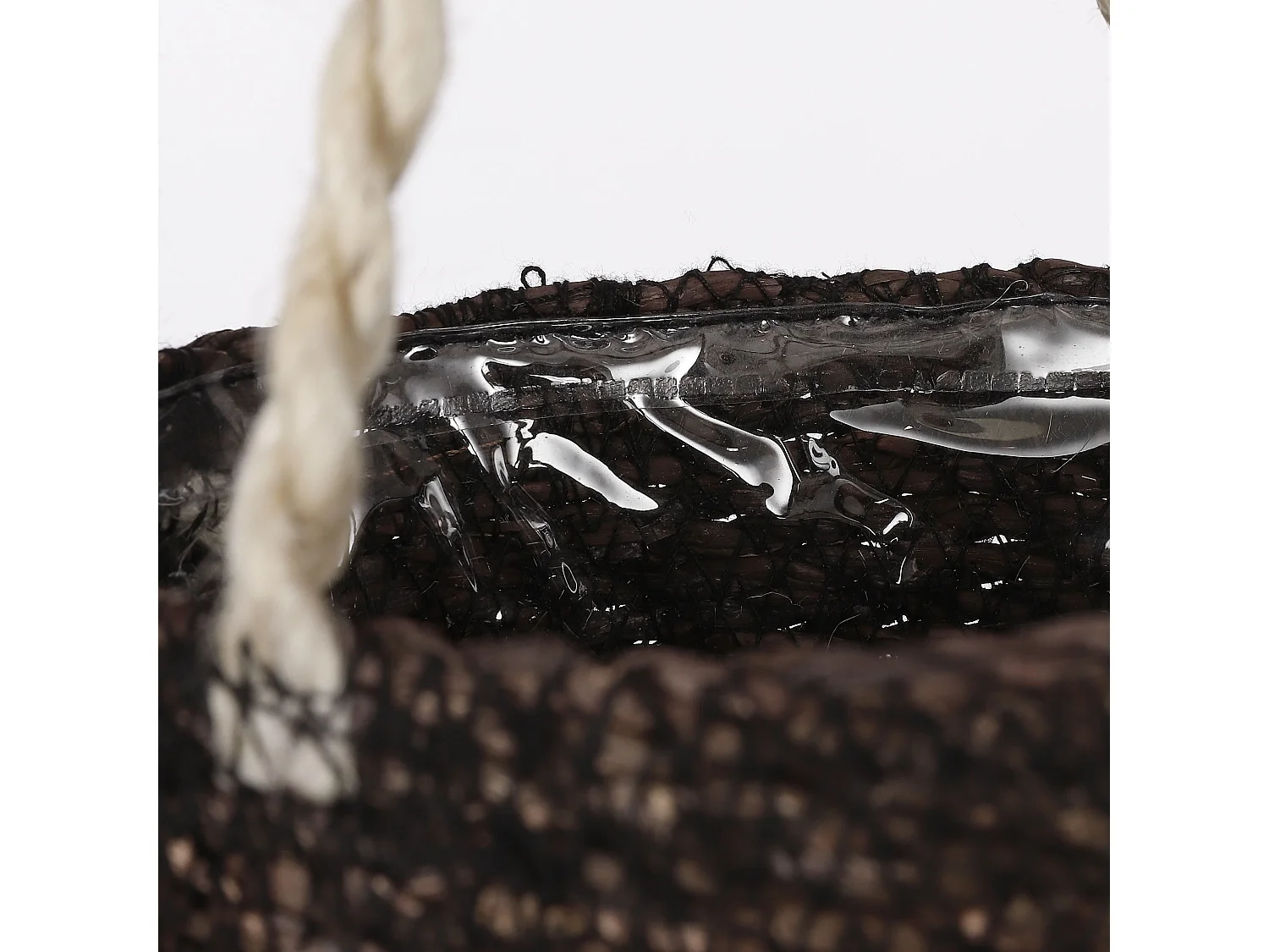 Ensemble de panier a plantes en jute et plastique - 16 x Ø16 - Noir - ATLANTIC