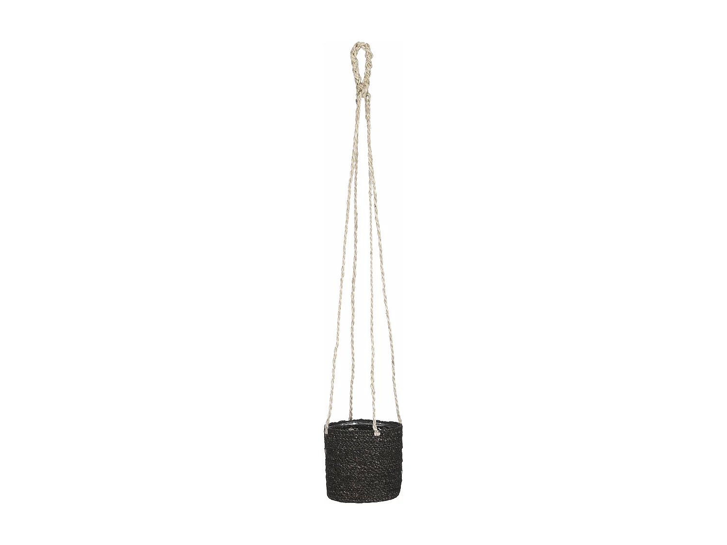 Ensemble de panier a plantes en jute et plastique - 16 x Ø16 - Noir - ATLANTIC