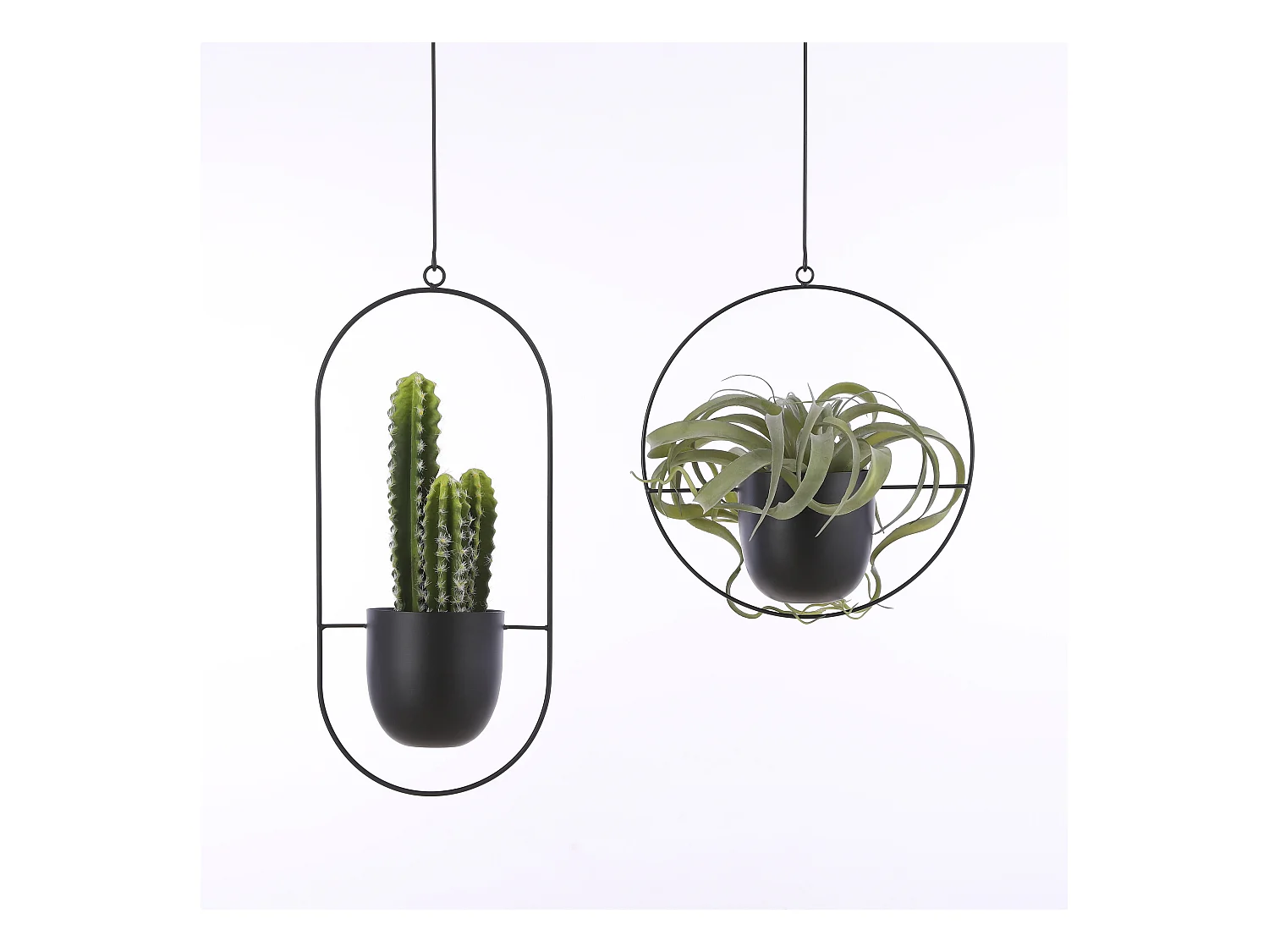 Blumenampel aus Eisen - 34 x 14 x 65 - Schwarz - DEXTER