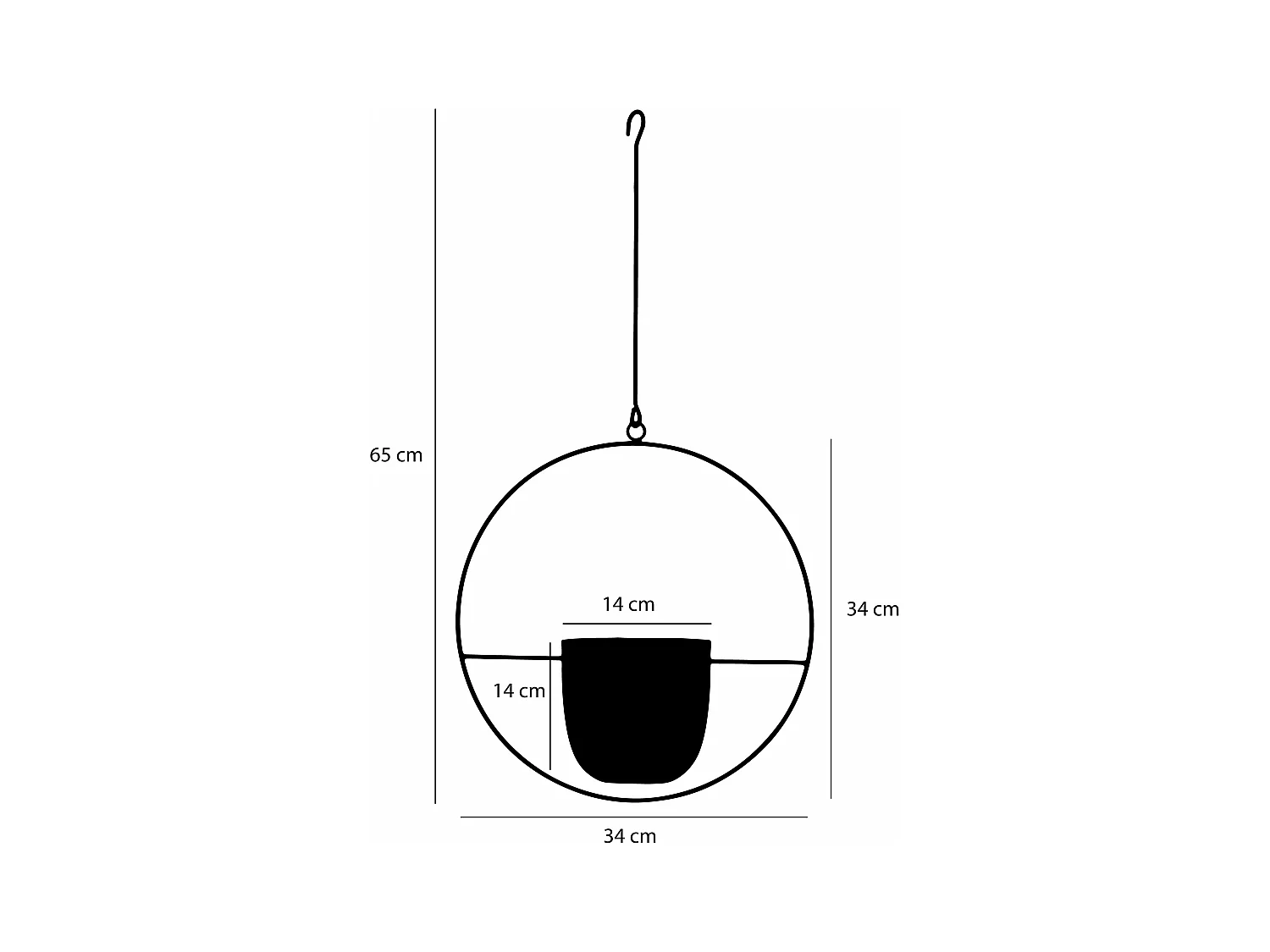 Blumenampel aus Eisen - 34 x 14 x 65 - Schwarz - DEXTER