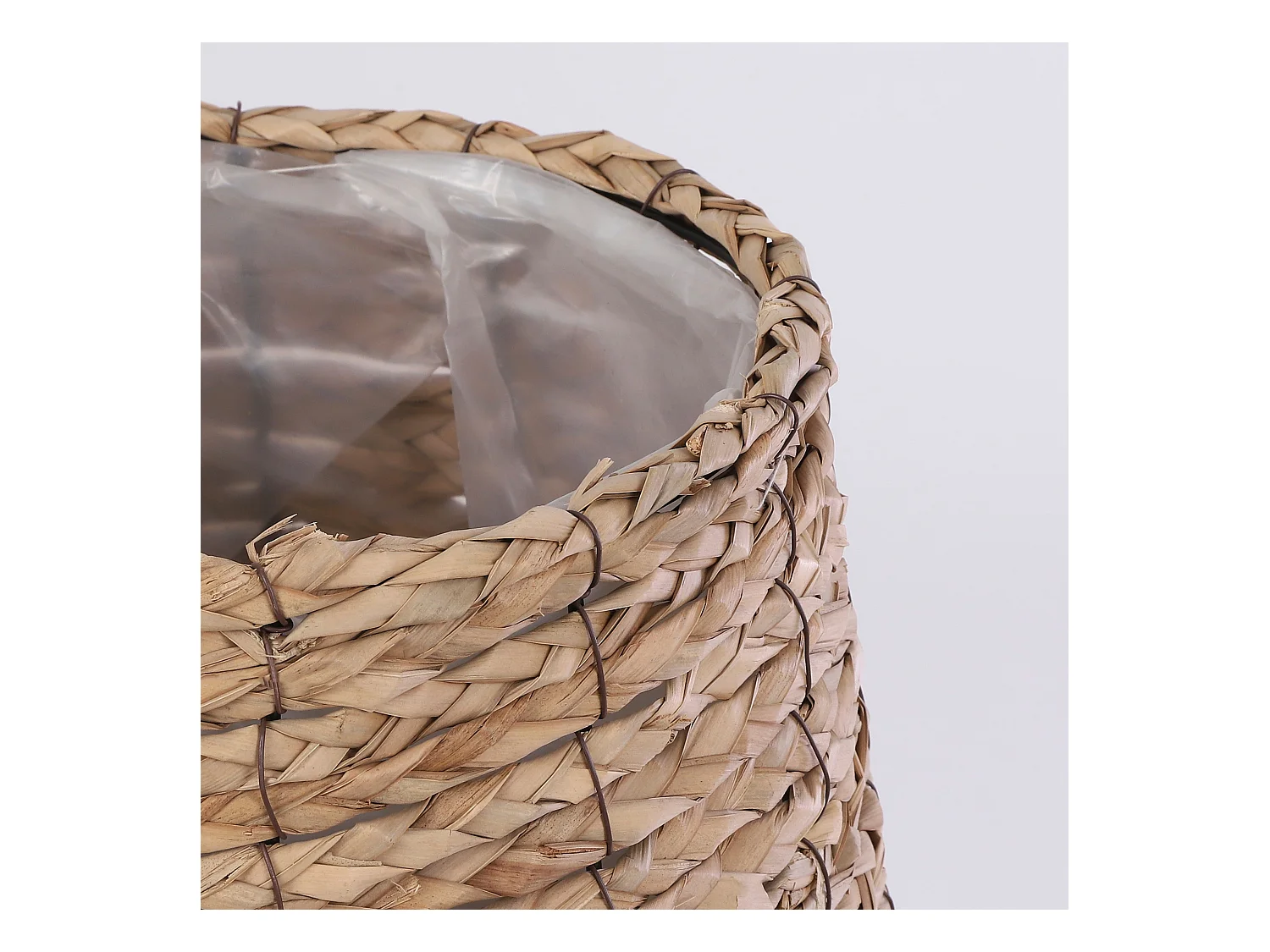 Plantenmand van zeegras en plastic - Ø26 x 26 - Lichtbruin - AVALON
