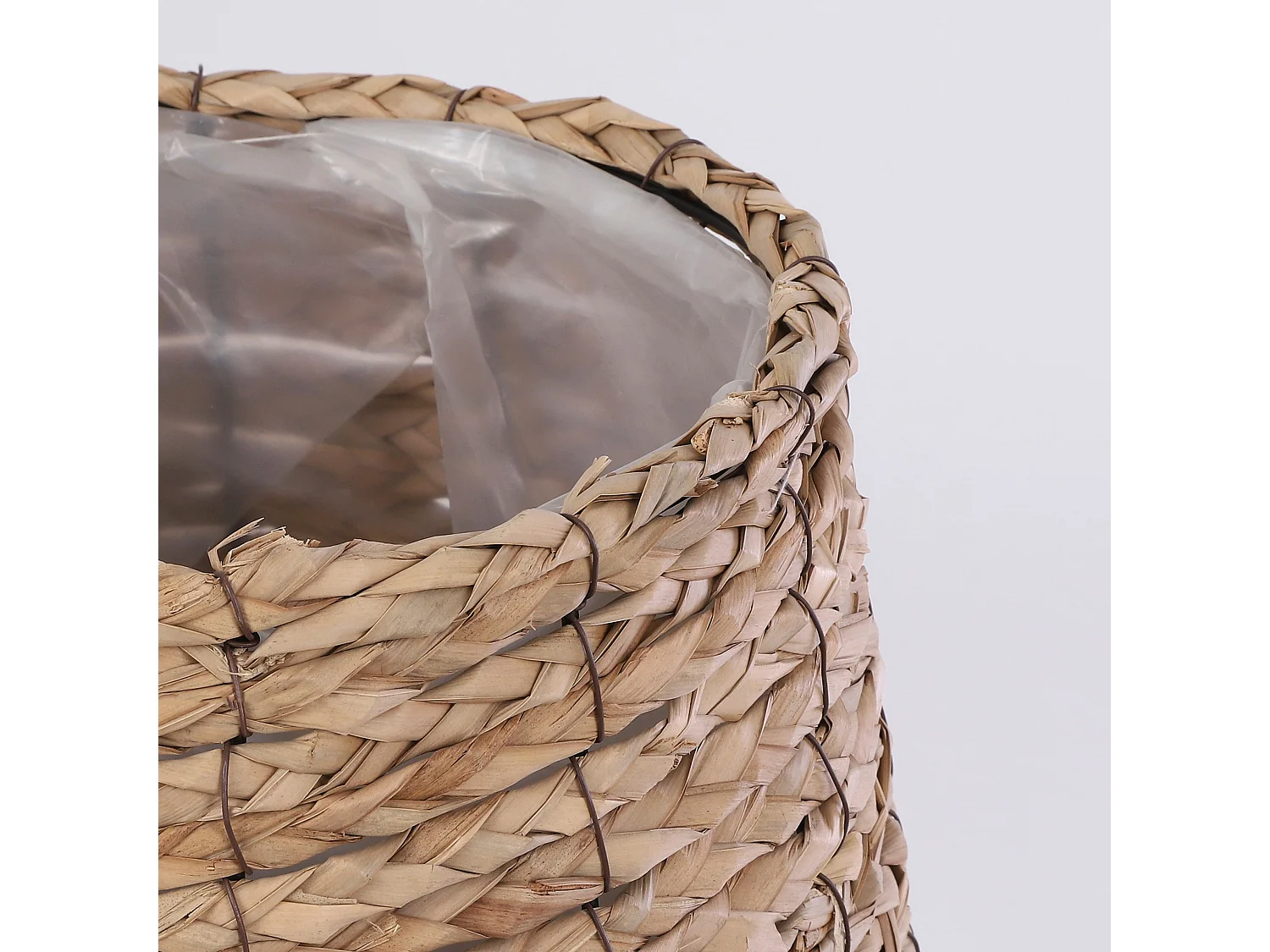 Plantenmand van zeegras en plastic - Ø26 x 26 - Lichtbruin - AVALON