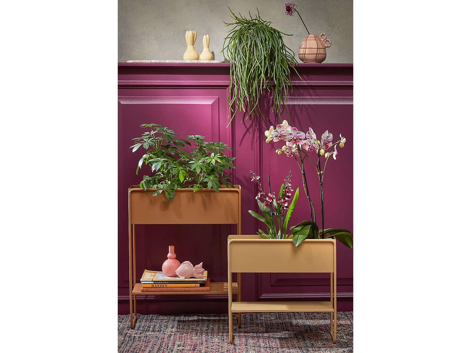 Plantenbak binnen van ijzer - 45 x 18 x 44 - Lichtbruin - CUBICA