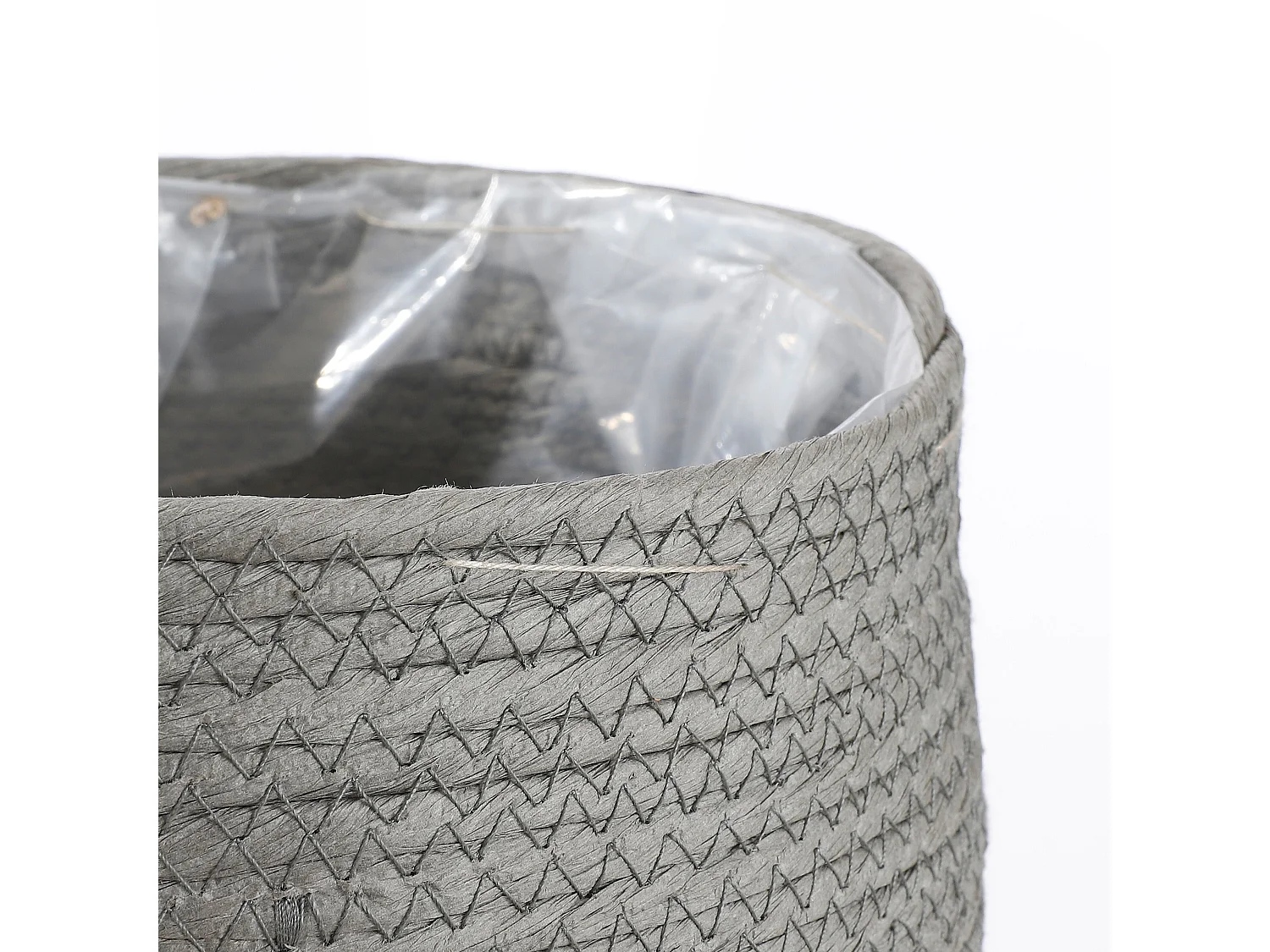 Ensemble de panier a plantes en papier et plastique - Ø26 x 24 - Gris - JORCK