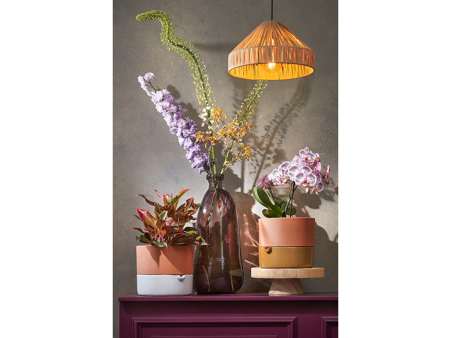 Pot de fleurs d'interieur en terre cuite - 20.5 x 24 - Blanc - VENNA