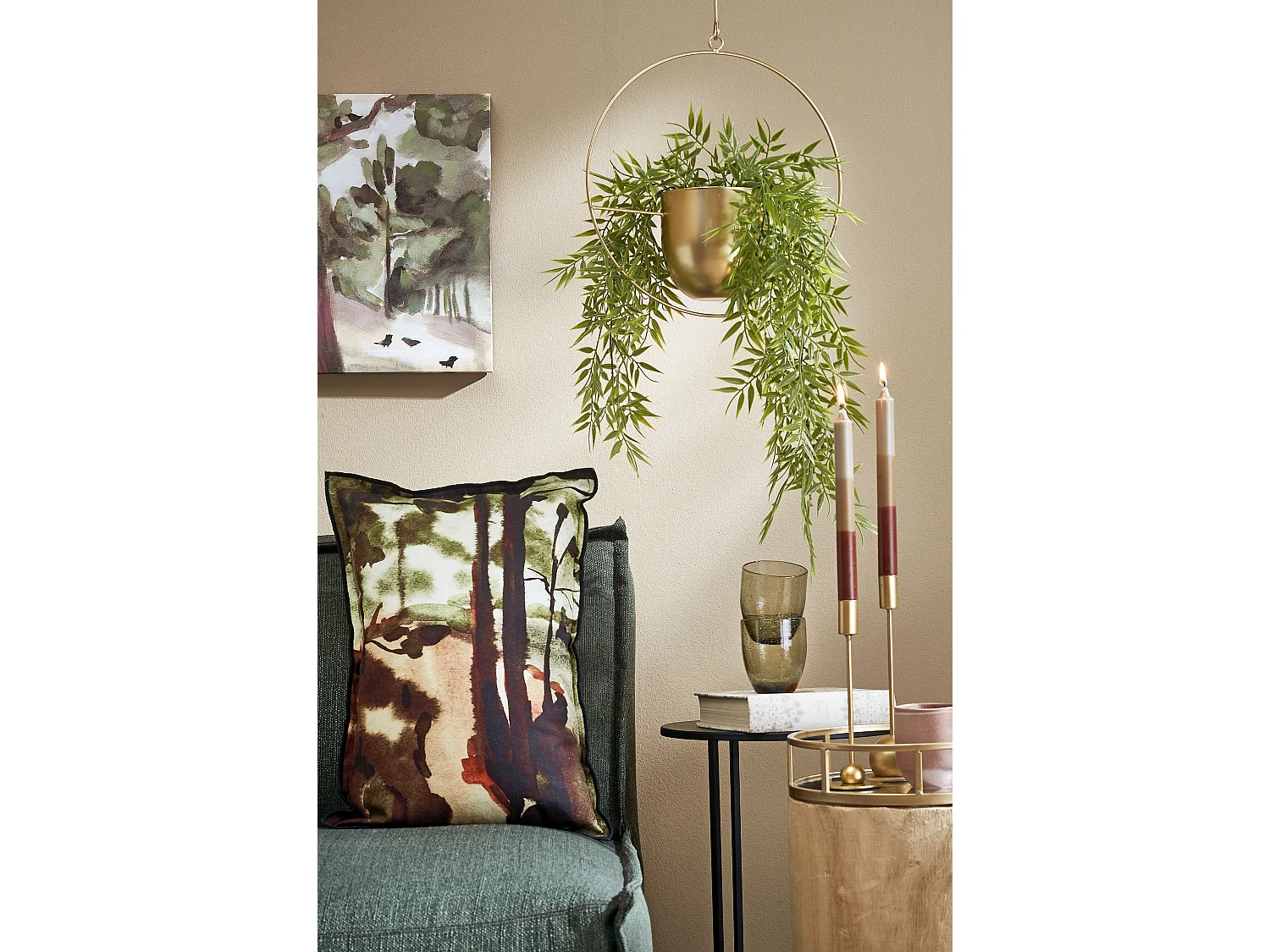 Bloempot binnen hangend van ijzer - 34 x 14 x 65 - Goud - DEXTER