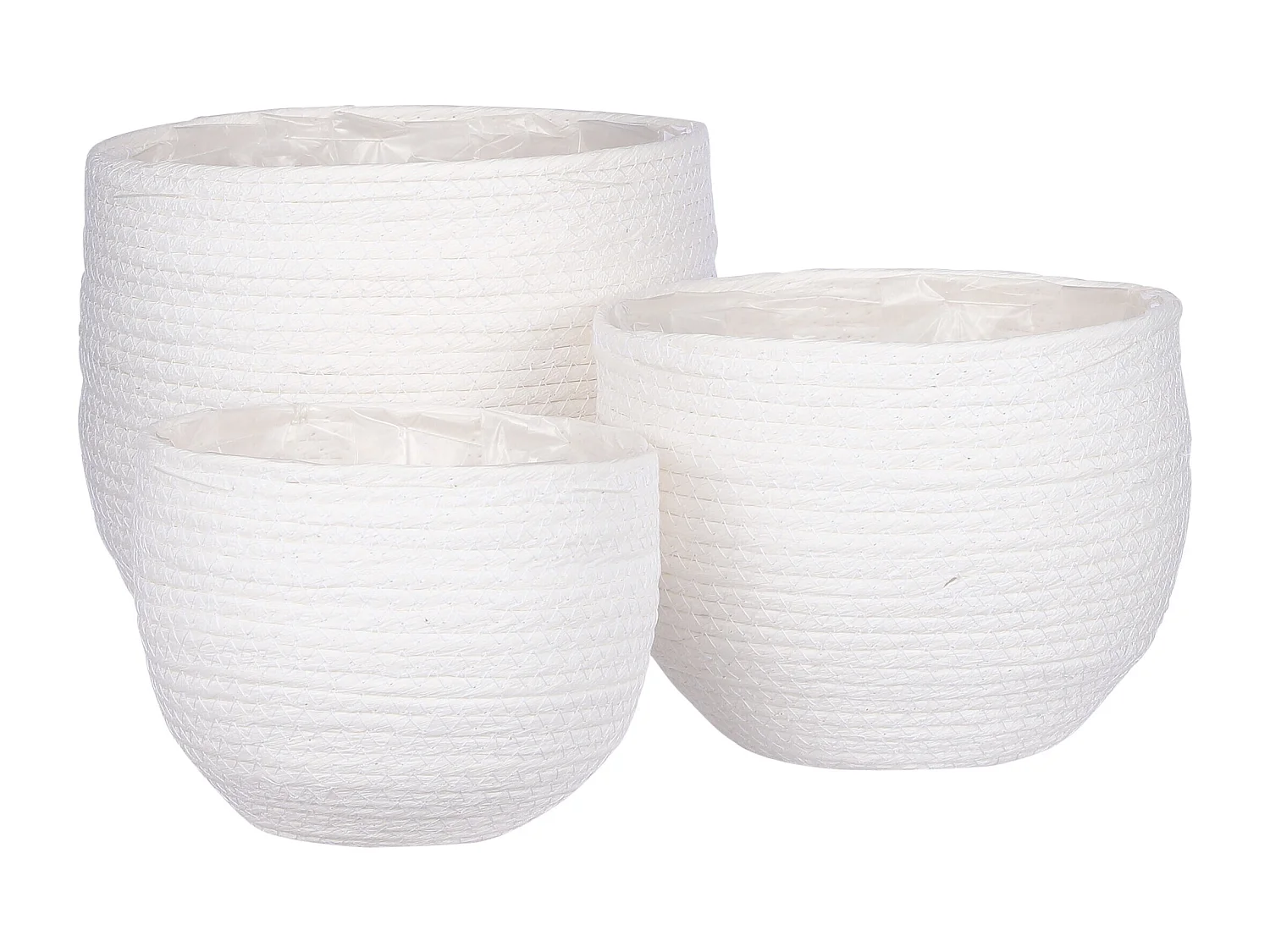 Ensemble de panier a plantes en papier et plastique - 24 x Ø26 - Blanc cassé - JORCK