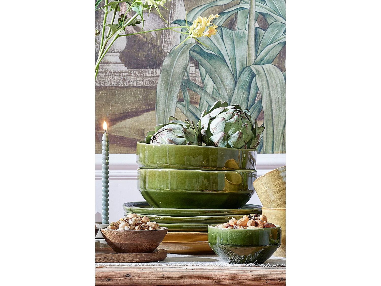 Schaal van keramiek - 22.5 x 22.5 x 9 - Groen - RHEA