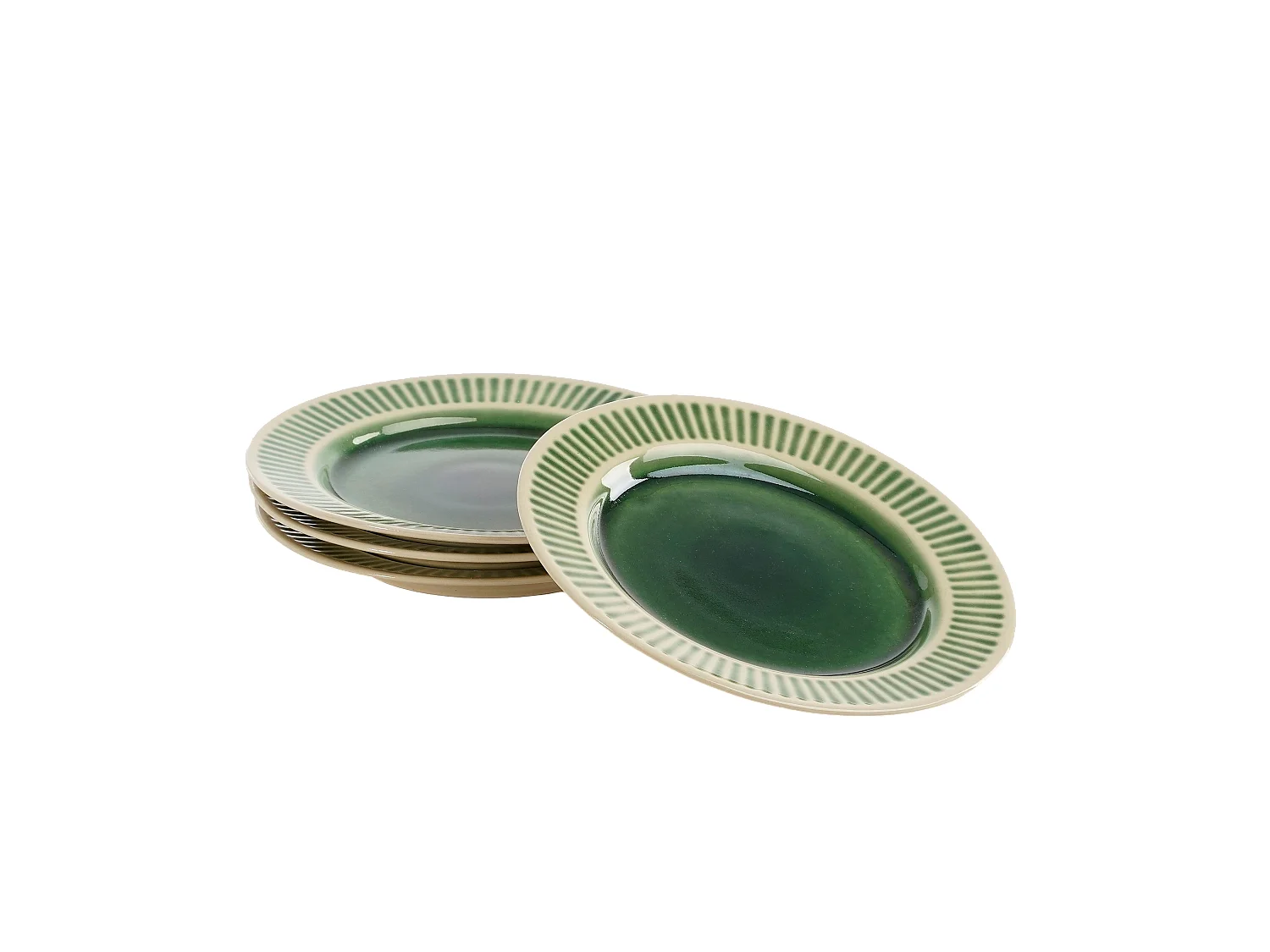 Assiette petit-dejeuner en céramique - 2.5 x 21.5 - Vert - ELICE