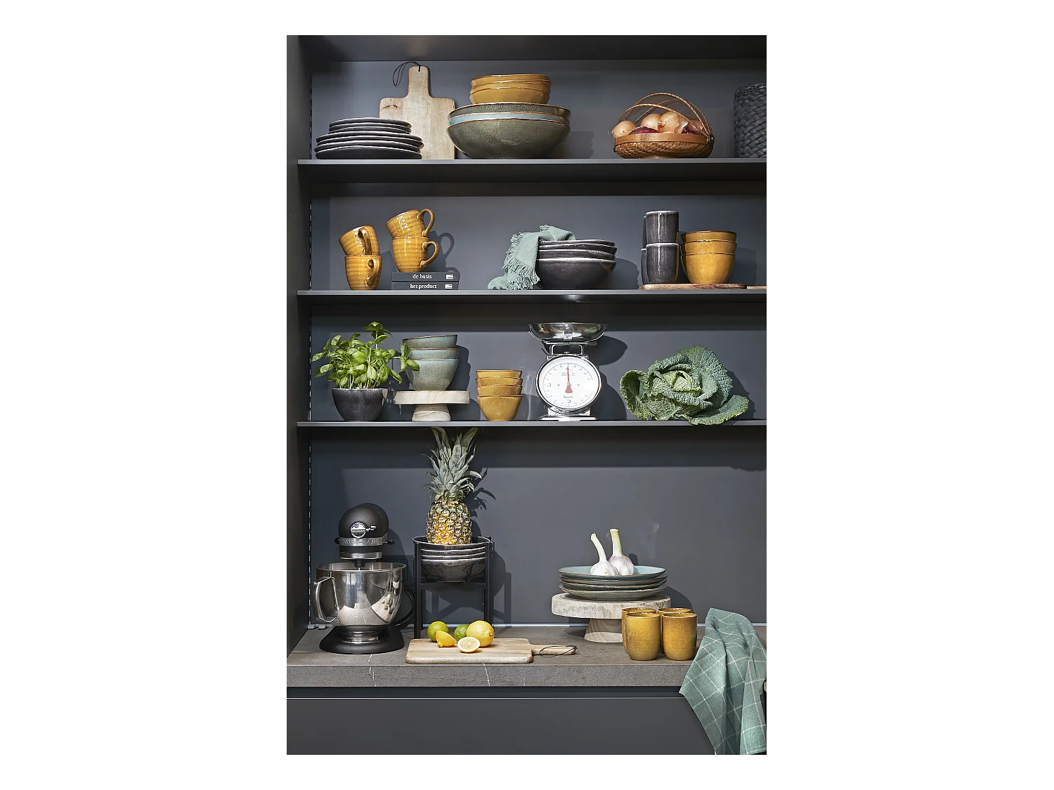 Schaal van keramiek - 9 x Ø30.5 - Groen - TABO