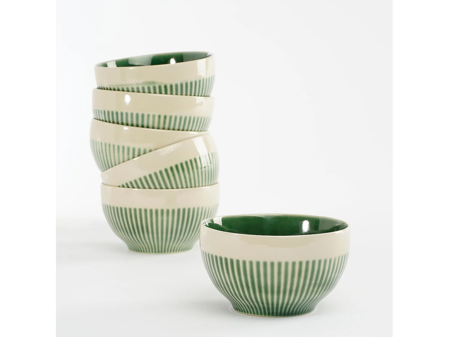 Bol en céramique - 14 x 14 x 8 - Vert - ELICE