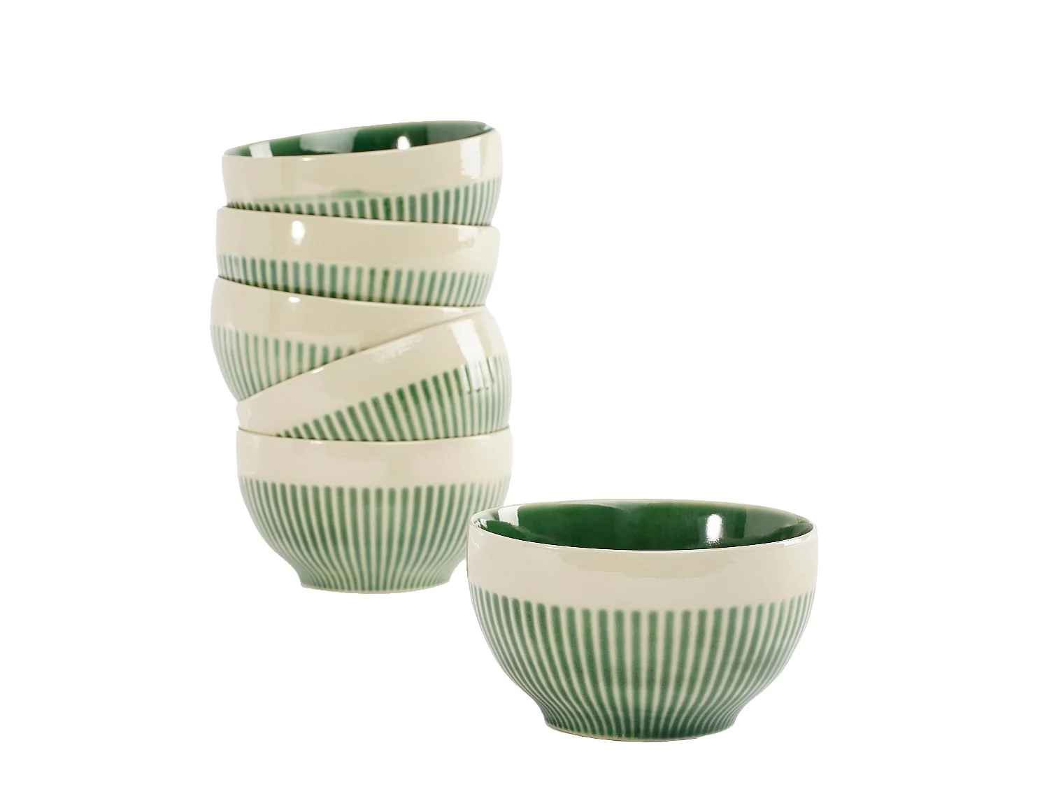 Schaal van keramiek - 14 x 14 x 8 - Groen - ELICE