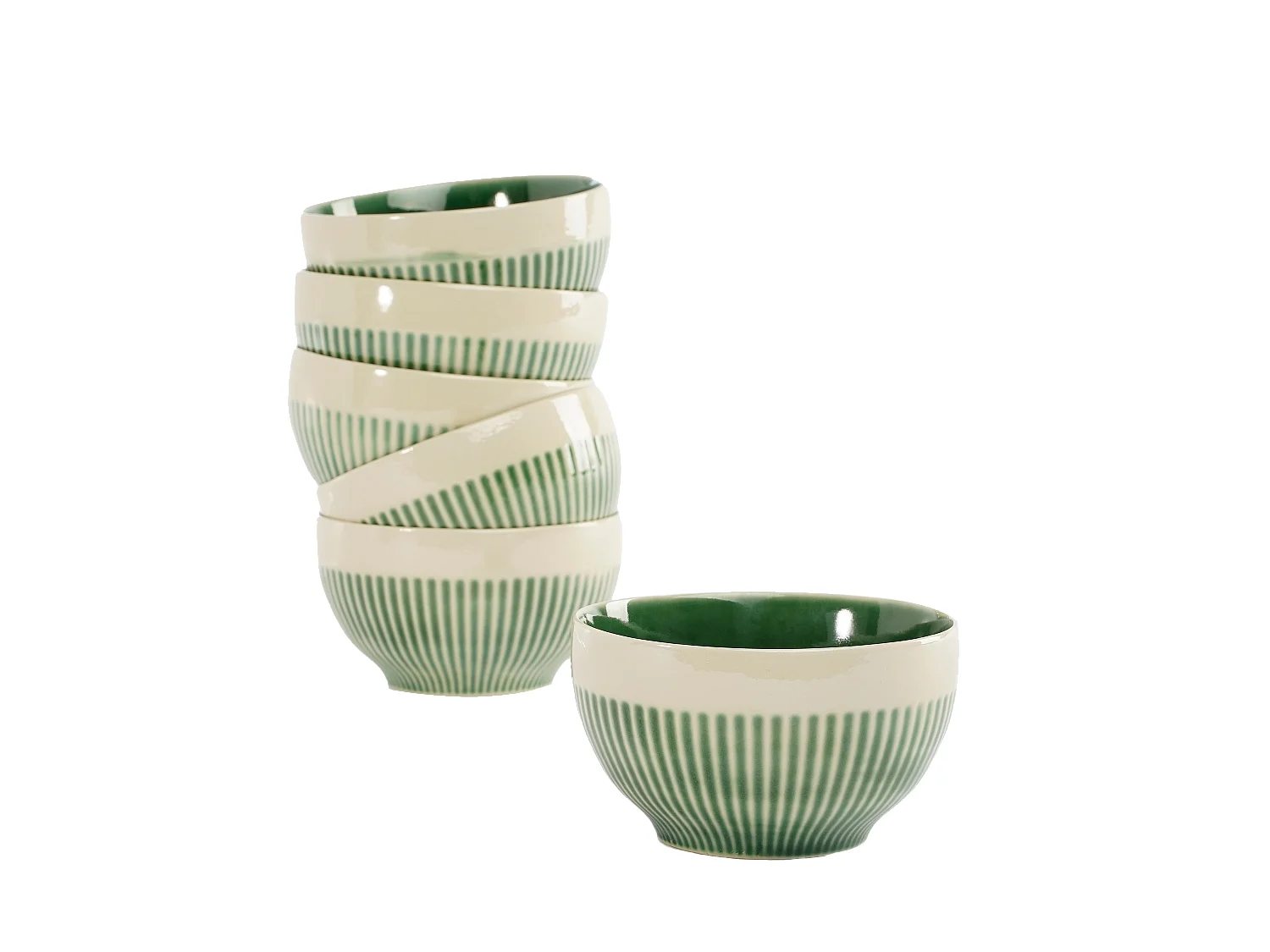 Bol en céramique - 14 x 14 x 8 - Vert - ELICE
