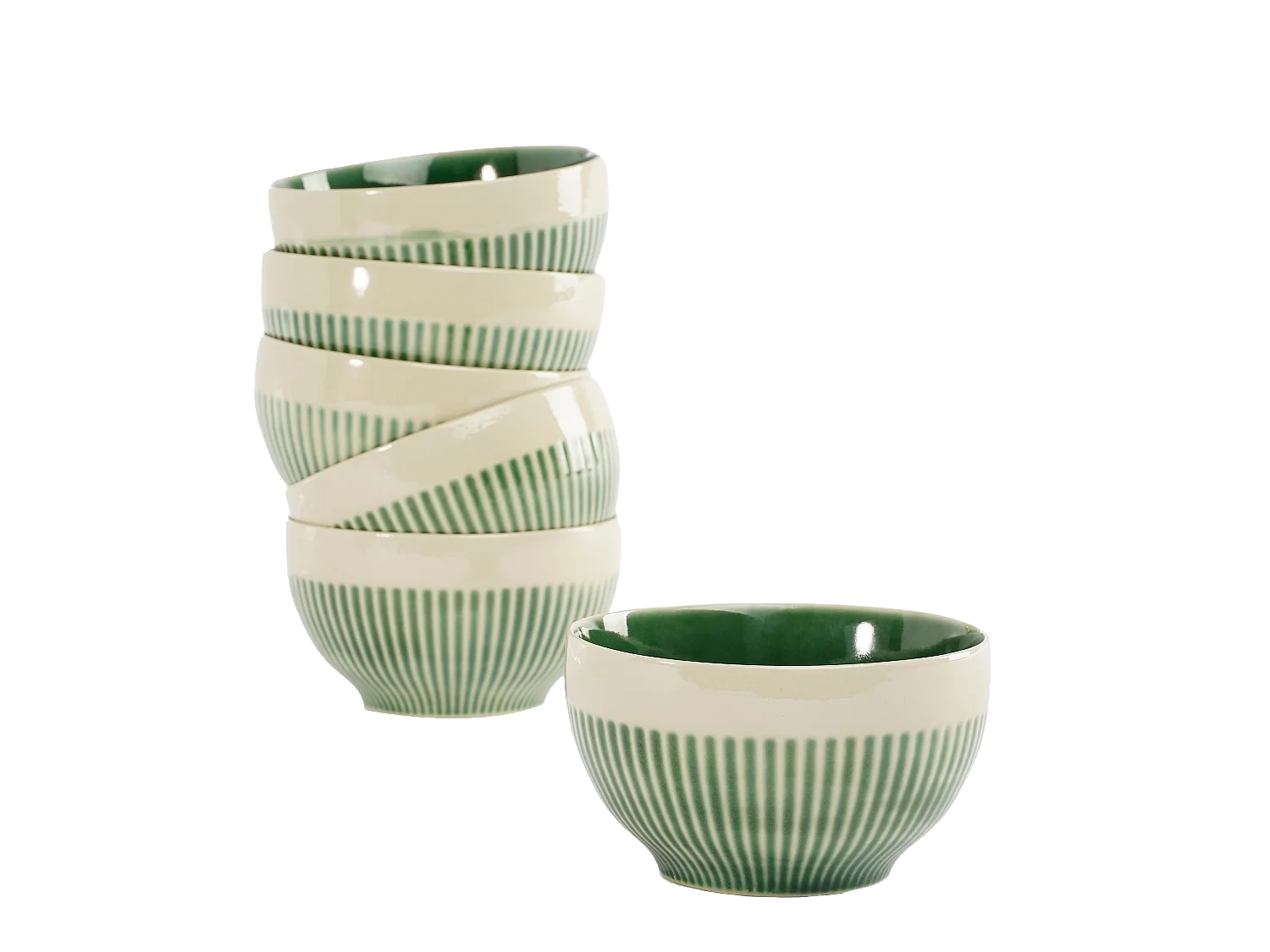 Schaal van keramiek - 14 x 14 x 8 - Groen - ELICE