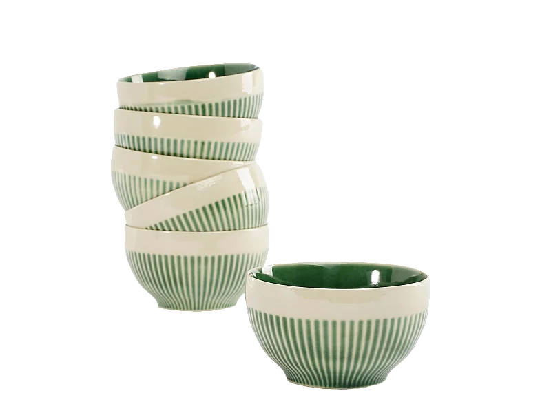 Bol en céramique - 14 x 14 x 8 - Vert - ELICE