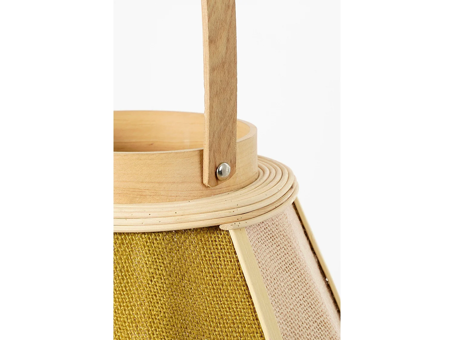 Lanterne en jute et bois de paulownia - 45 x Ø32 - Beige, marron - ROGER