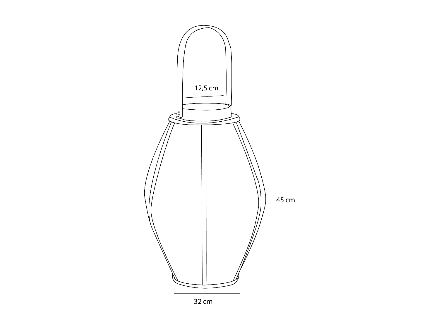 Lanterne en jute et bois de paulownia - 45 x Ø32 - Beige, marron - ROGER