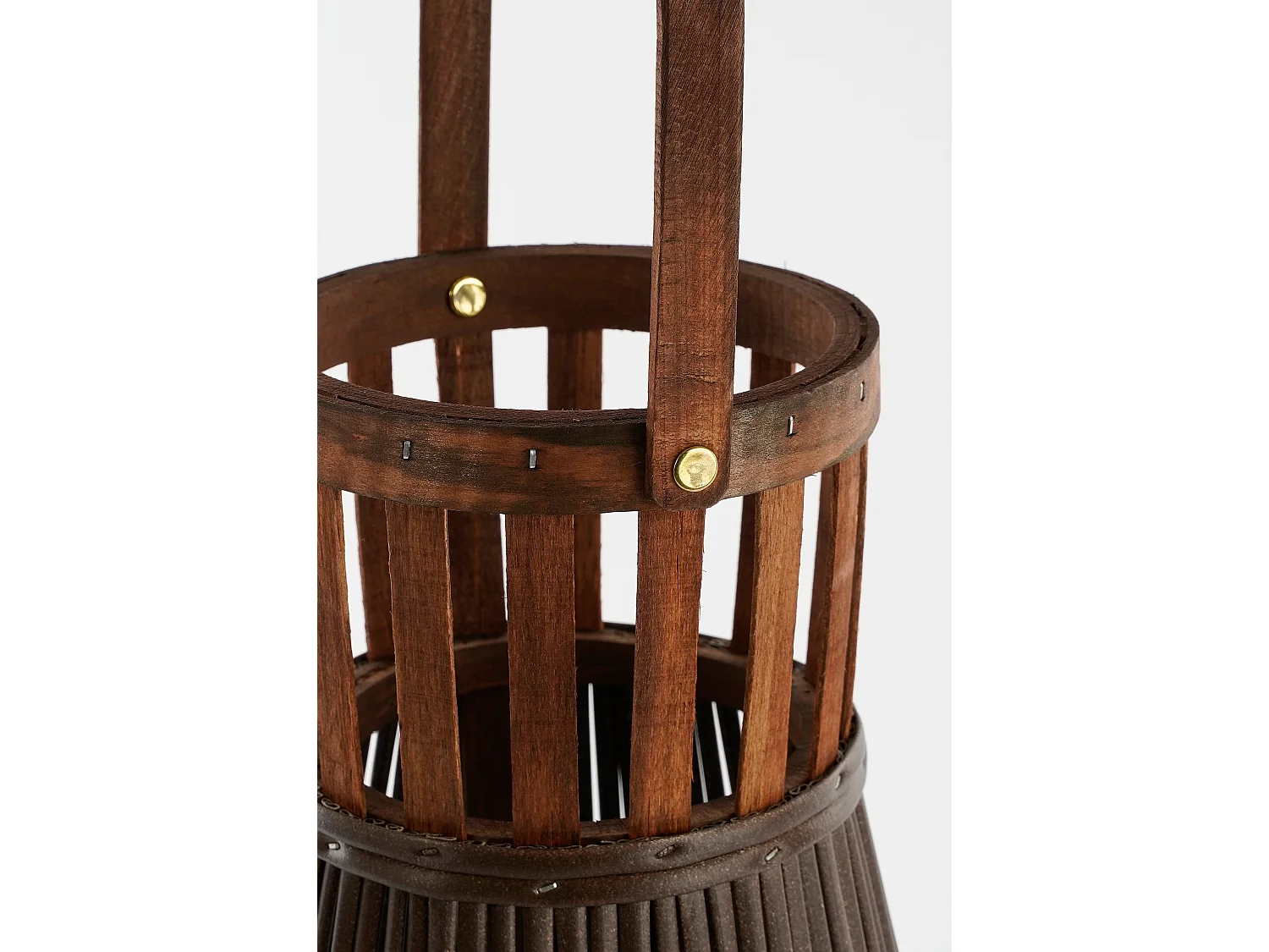 Lantaarn van gerecycled polyester en hout en glas en ijzer - 45 x 15 - Donkerbruin - COSMO