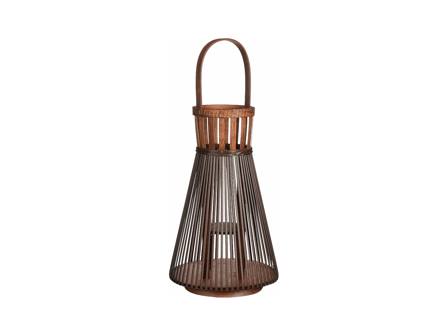 Lantaarn van gerecycled polyester en hout en glas en ijzer - 45 x 15 - Donkerbruin - COSMO
