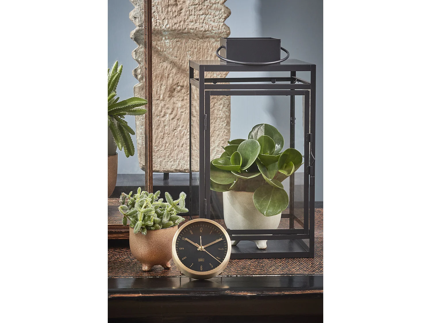 Lantaarn van ijzer - 19.5 x 19 x 36 - Zwart - STORM