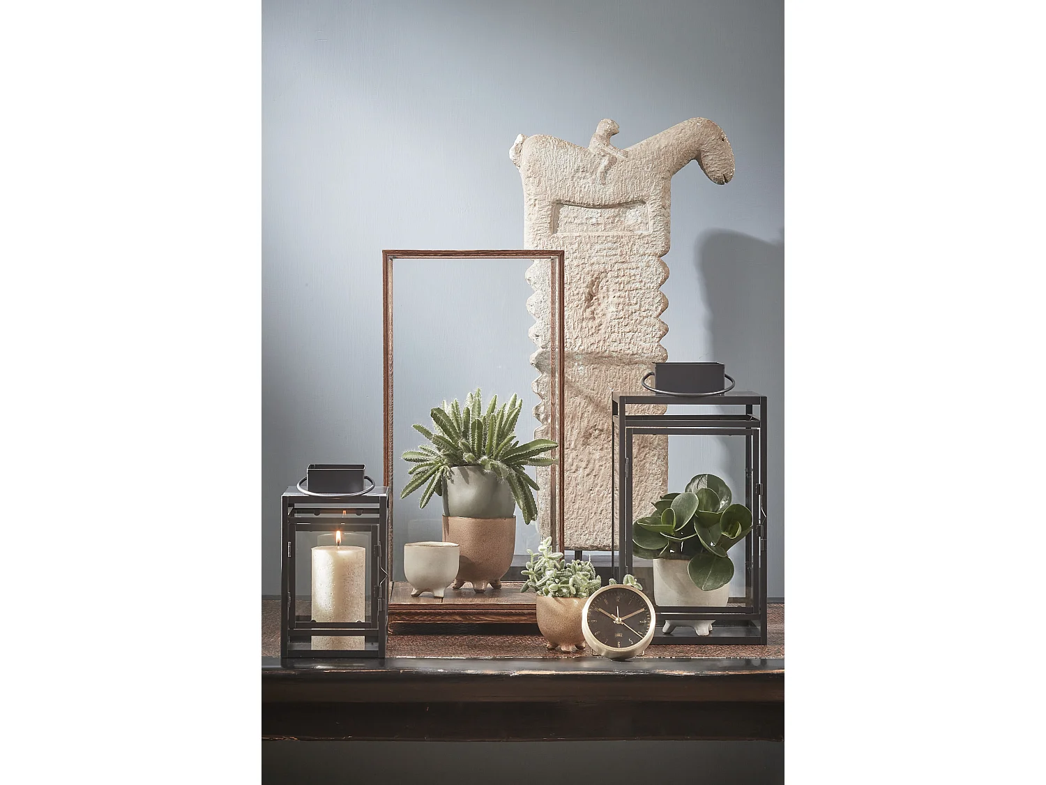 Lantaarn van ijzer - 19.5 x 19 x 36 - Zwart - STORM