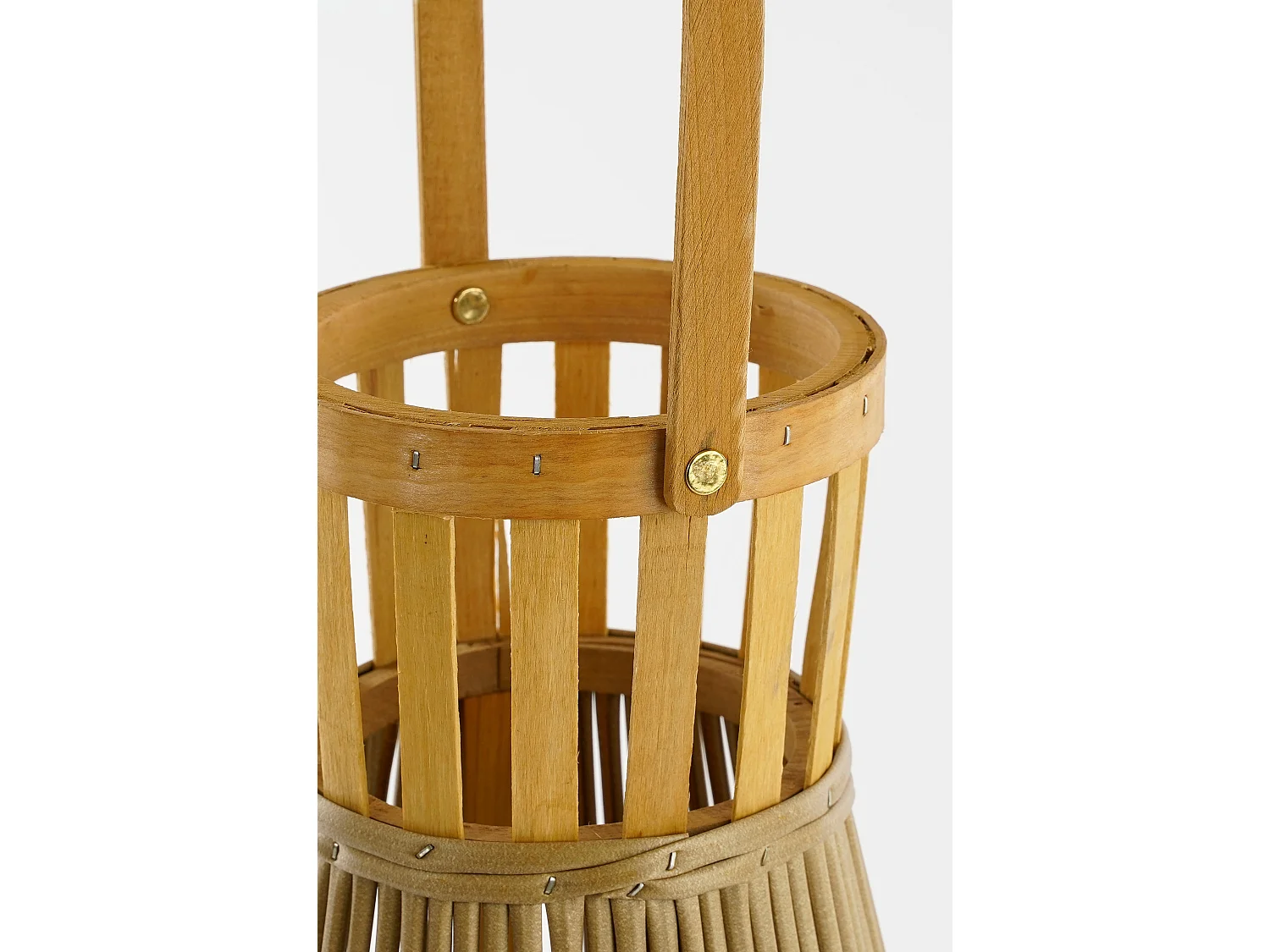 Laterne aus Recyceltes Polyester und Holz und Glas und Eisen - 45 x 15 - Hellbraun - COSMO