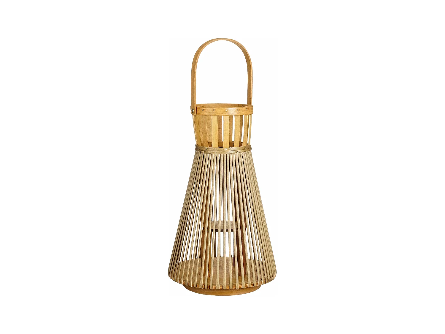 Lanterne en polyester recyclé et bois et verre et métal - 45 x 15 - Marron clair - COSMO