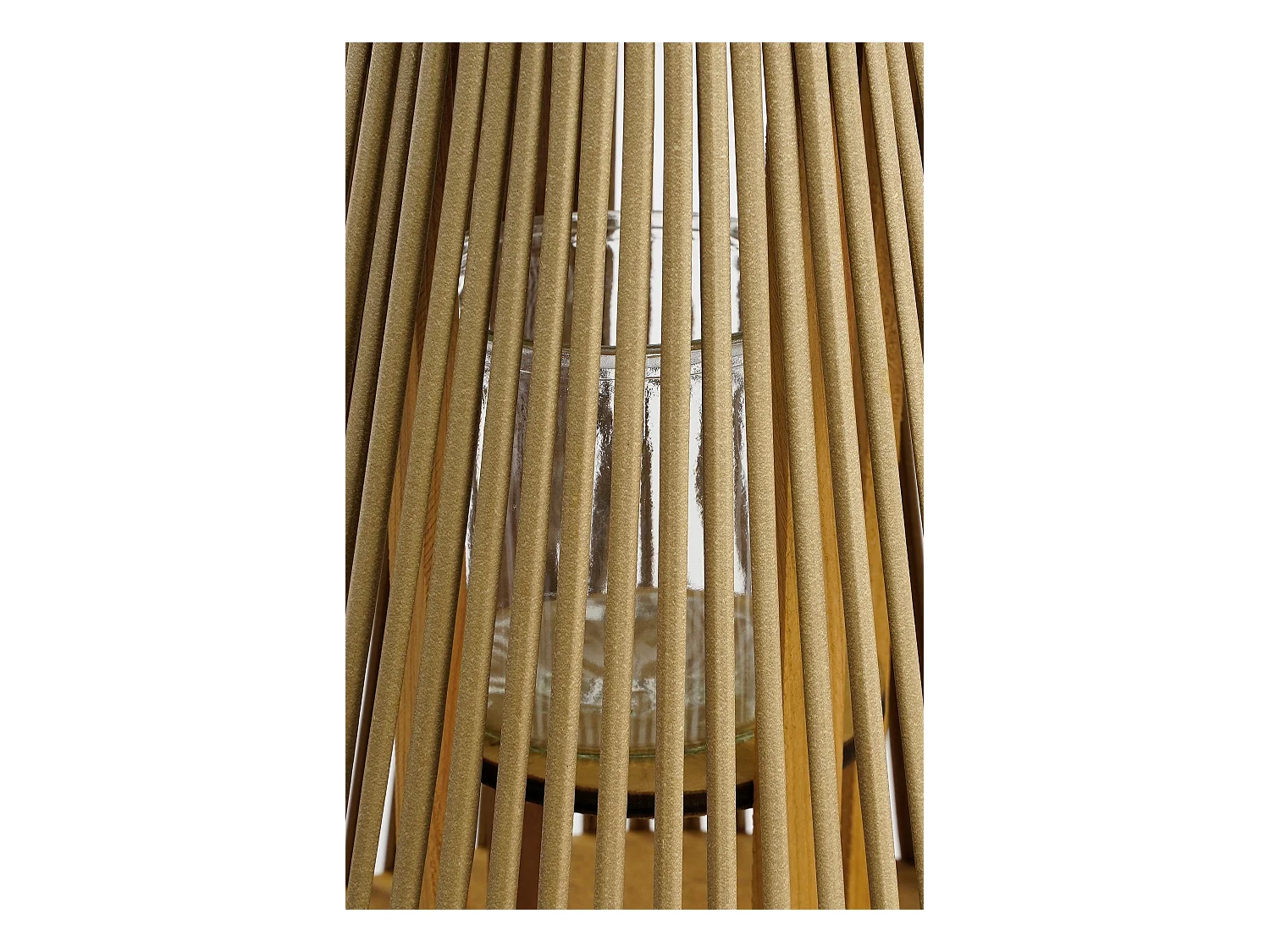 Lanterne en polyester recyclé et bois et verre et métal - 45 x 15 - Marron clair - COSMO