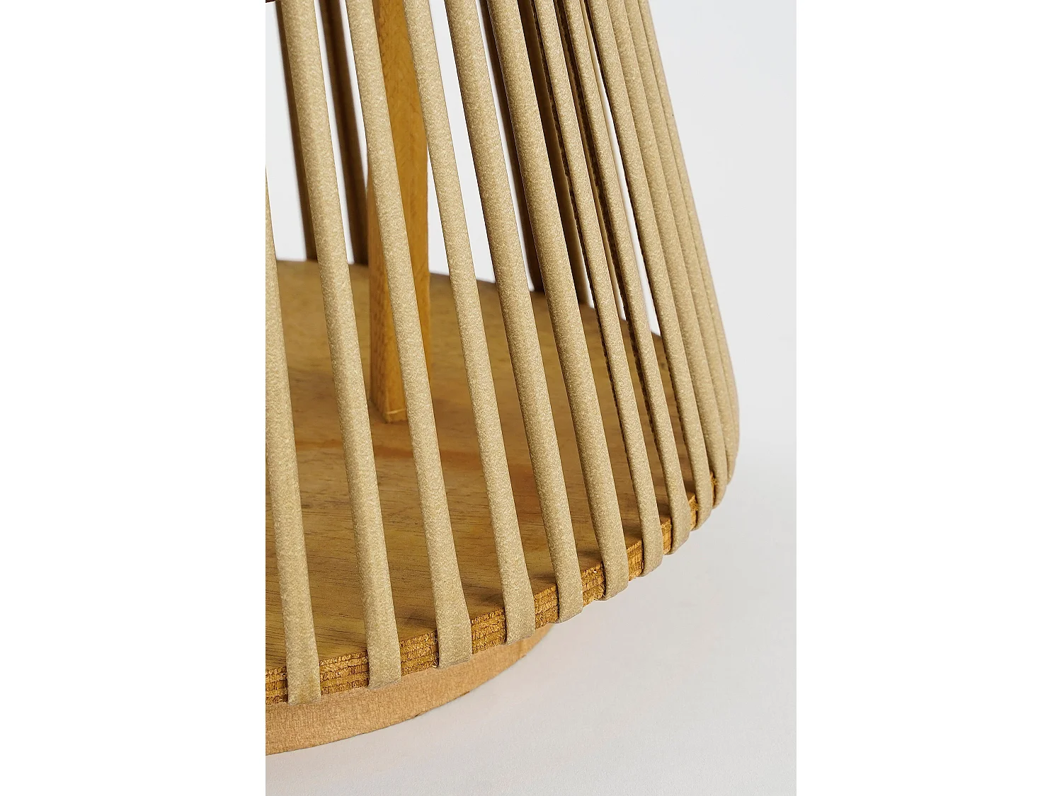 Lantaarn van gerecycled polyester en hout en glas en ijzer - 45 x 15 - Lichtbruin - COSMO