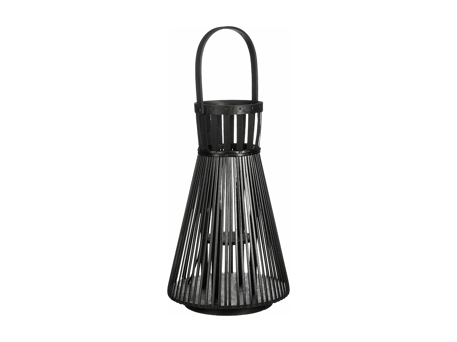 Lantaarn van gerecycled polyester en hout en glas en ijzer - 45 x 15 - Zwart - COSMO