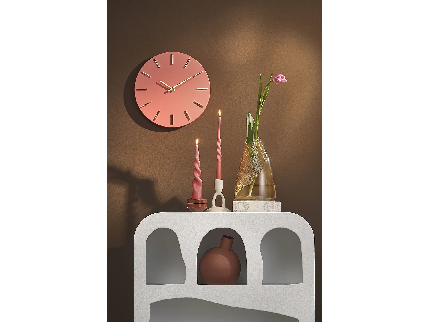 Wandklok van aluminium - Ø35.5 - Roze - BRIXEN