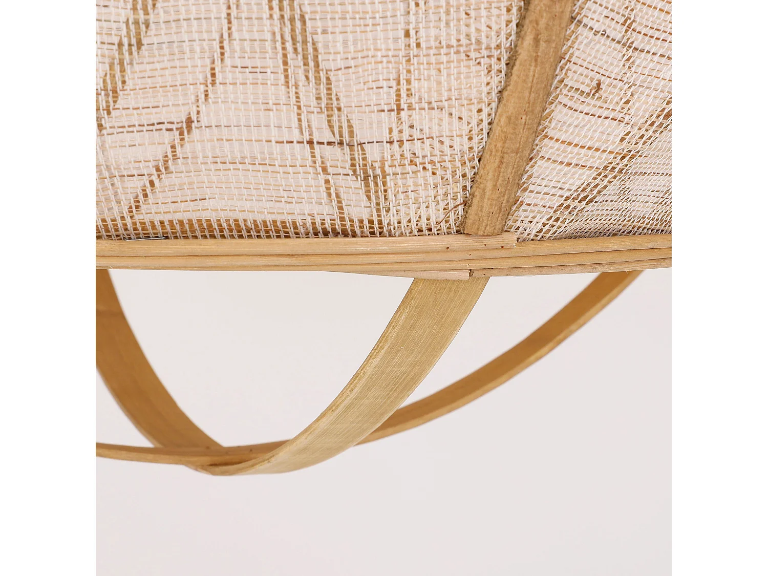 Hanglamp van linnen en bamboe en multiplex - 43.5 x Ø45 - Beige - PELLA