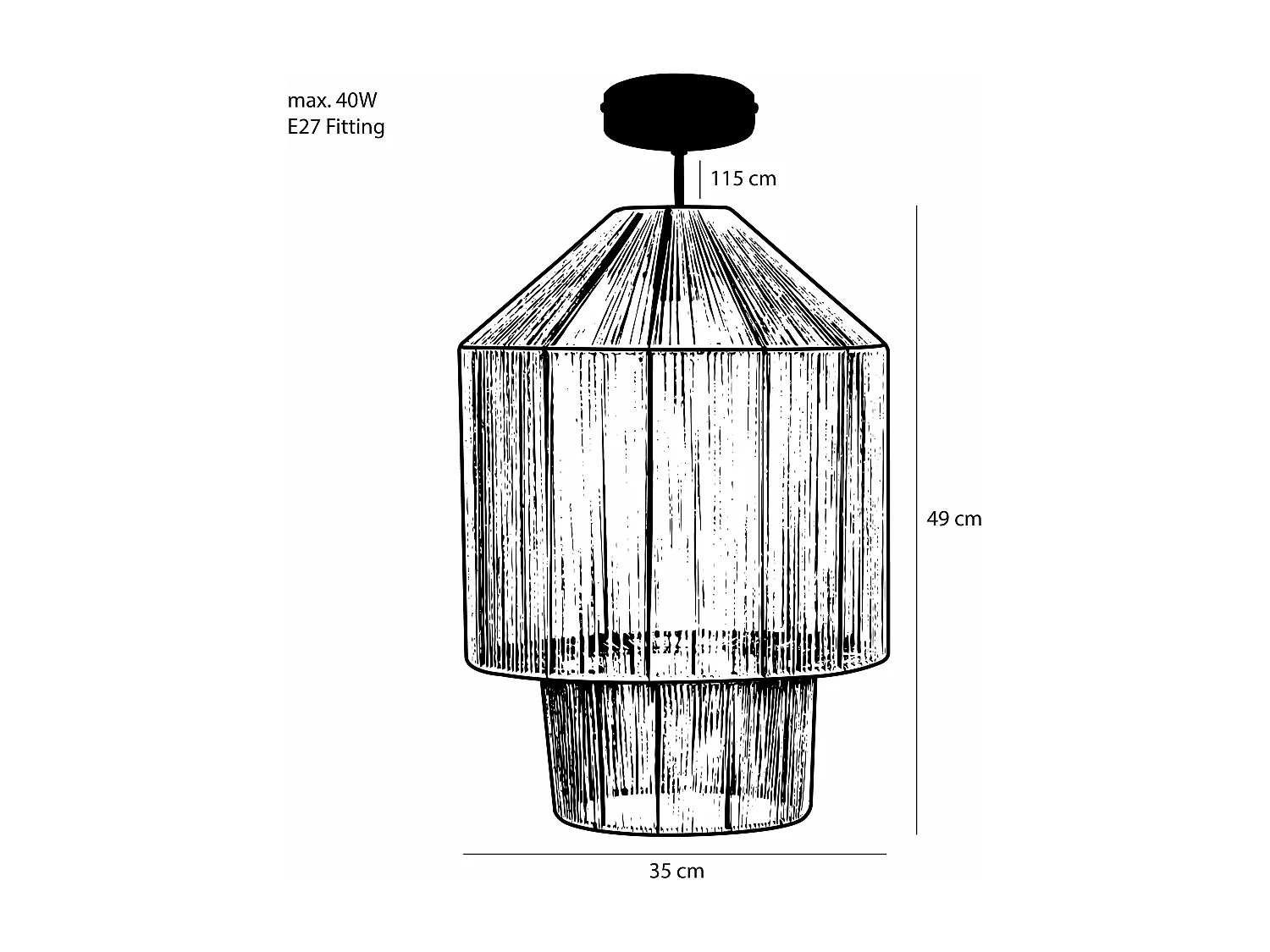 Hanglamp van ijzer en draad - 49 x 35 - Lichtbruin - ELSA