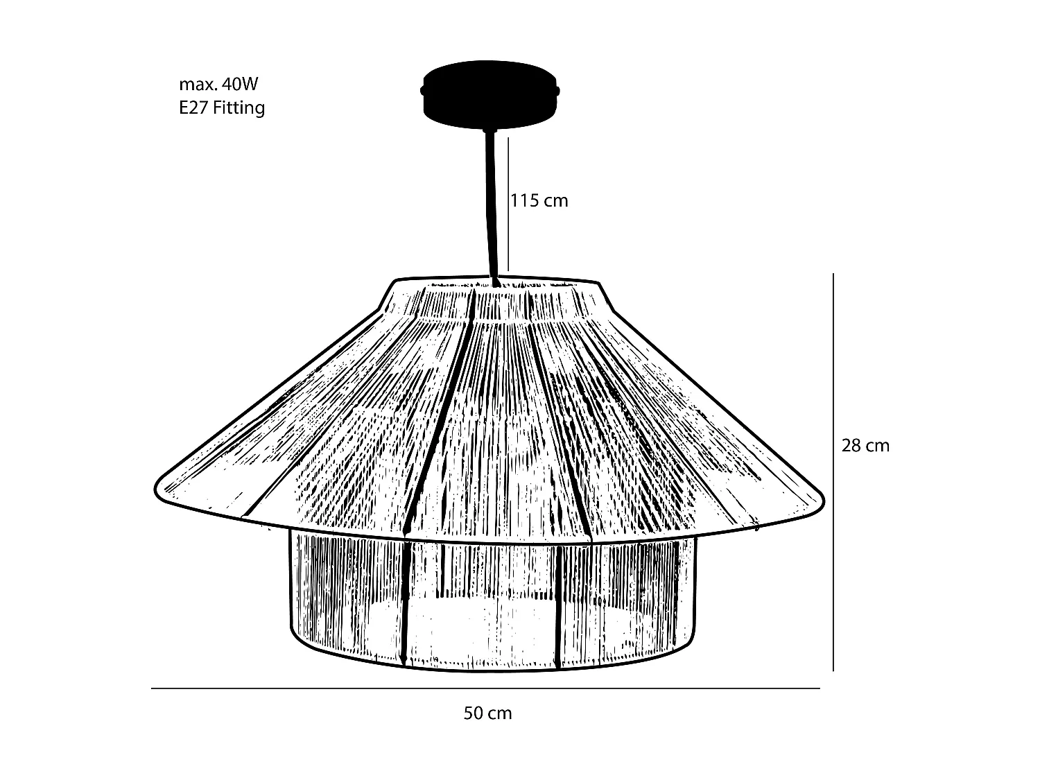Hanglamp van ijzer en draad - 28 x 50 - Lichtbruin - ELSA