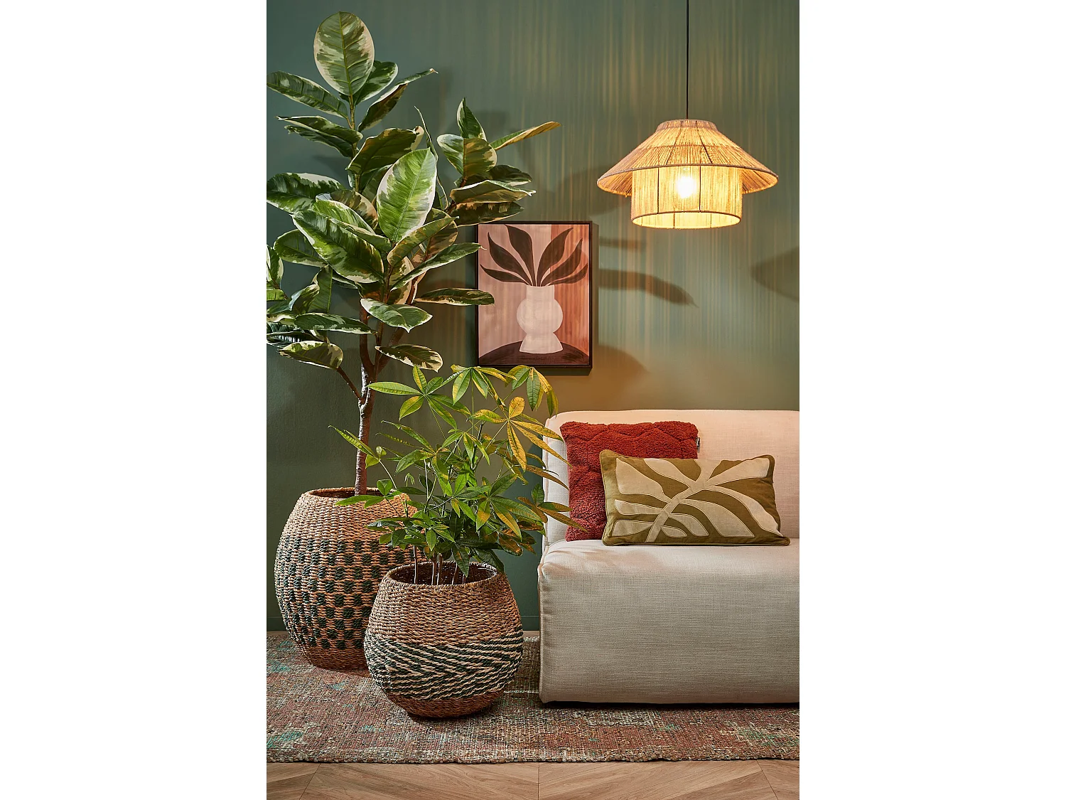 Hanglamp van ijzer en draad - 28 x 50 - Lichtbruin - ELSA