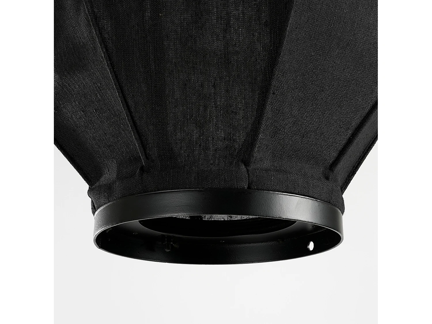 Suspension lumineuse en lin et bois - 73 x Ø54 - Noir - PEGO