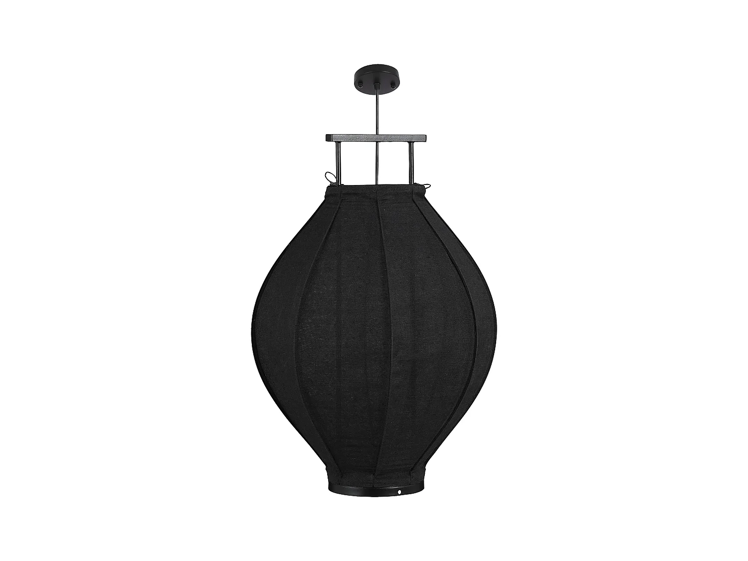 Hanglamp van linnen en hout - 73 x Ø54 - Zwart - PEGO